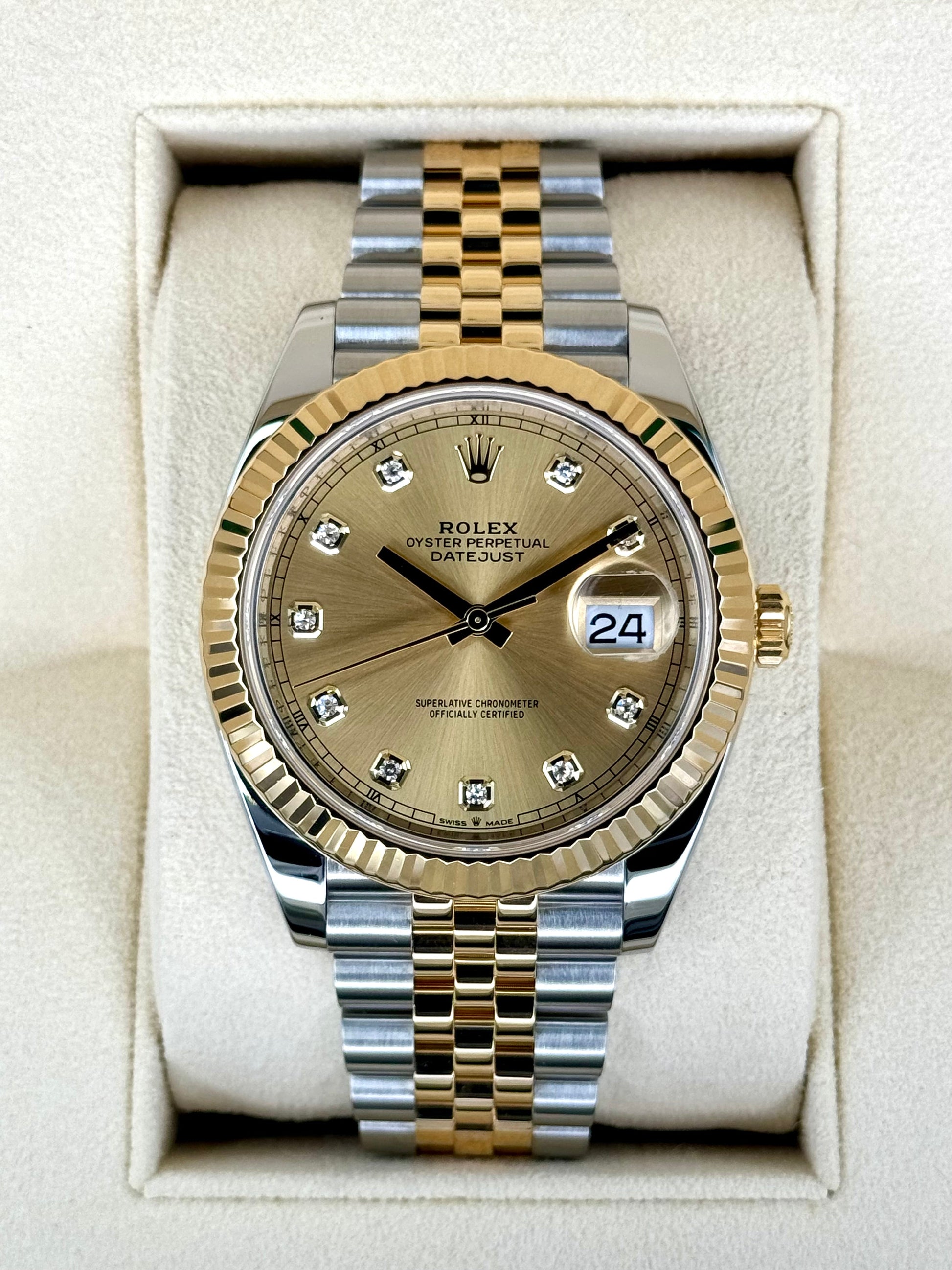 2022 Rolex Datejust 41mm 126333 Jubilee Champagne Diamond Dial - MyWatchLLC
