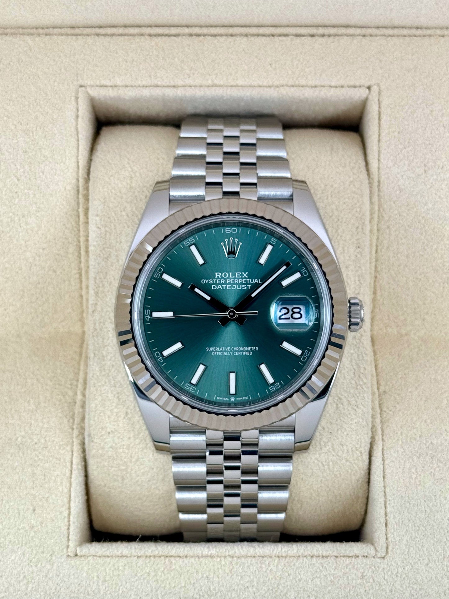 2022 Rolex Datejust 41mm 126334 Stainless Steel Jubilee Green Dial - MyWatchLLC