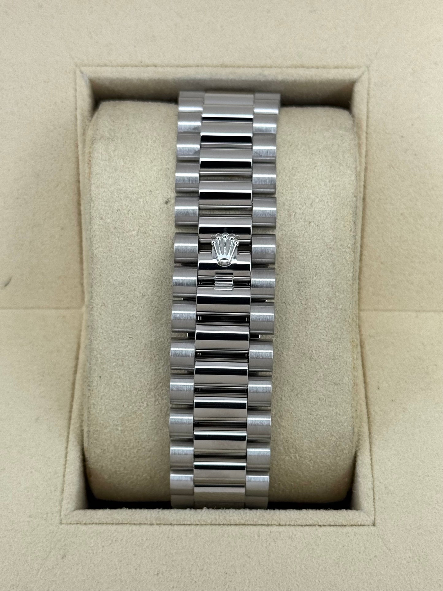 2018 Rolex Day-Date 40mm 228206 Platinum Blue Motif Dial - MyWatchLLC