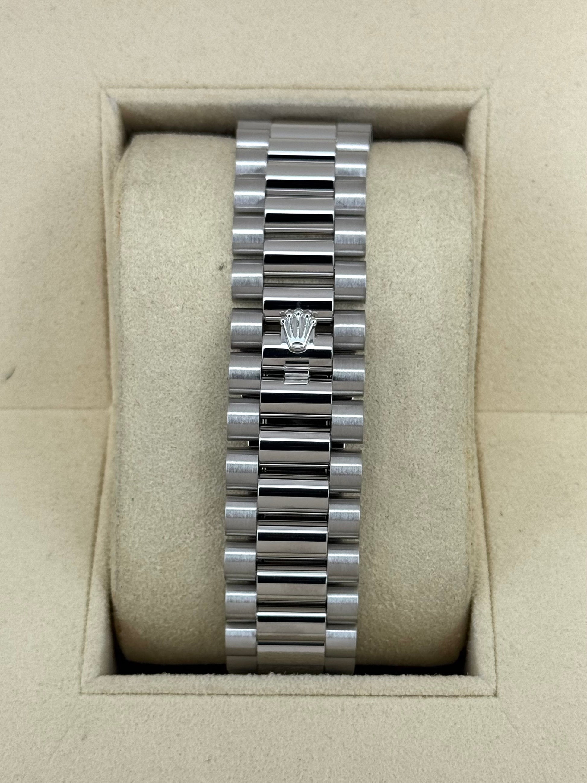 2018 Rolex Day-Date 40mm 228206 Platinum Blue Motif Dial - MyWatchLLC