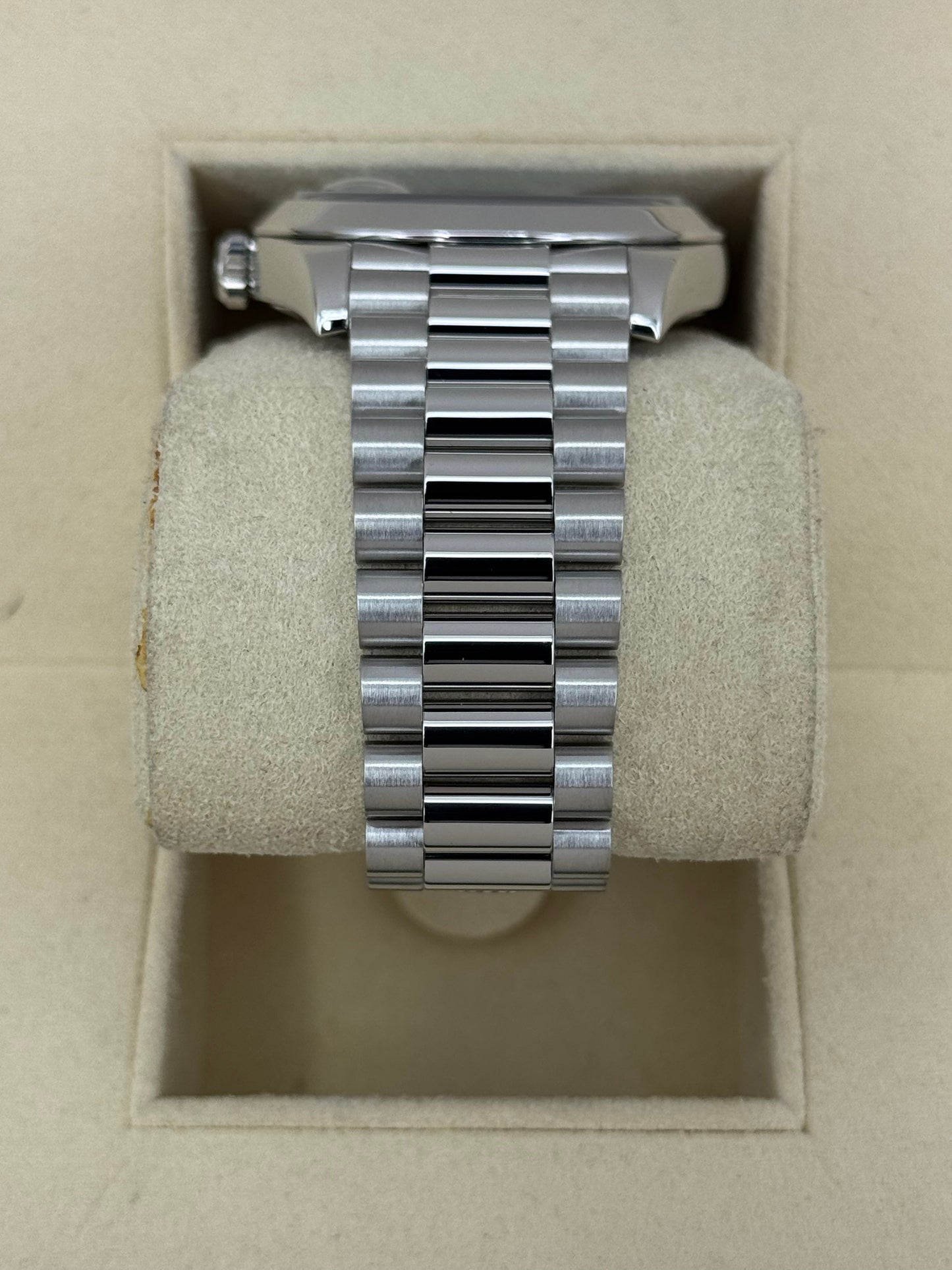 2018 Rolex Day-Date 40mm 228206 Platinum Blue Motif Dial - MyWatchLLC