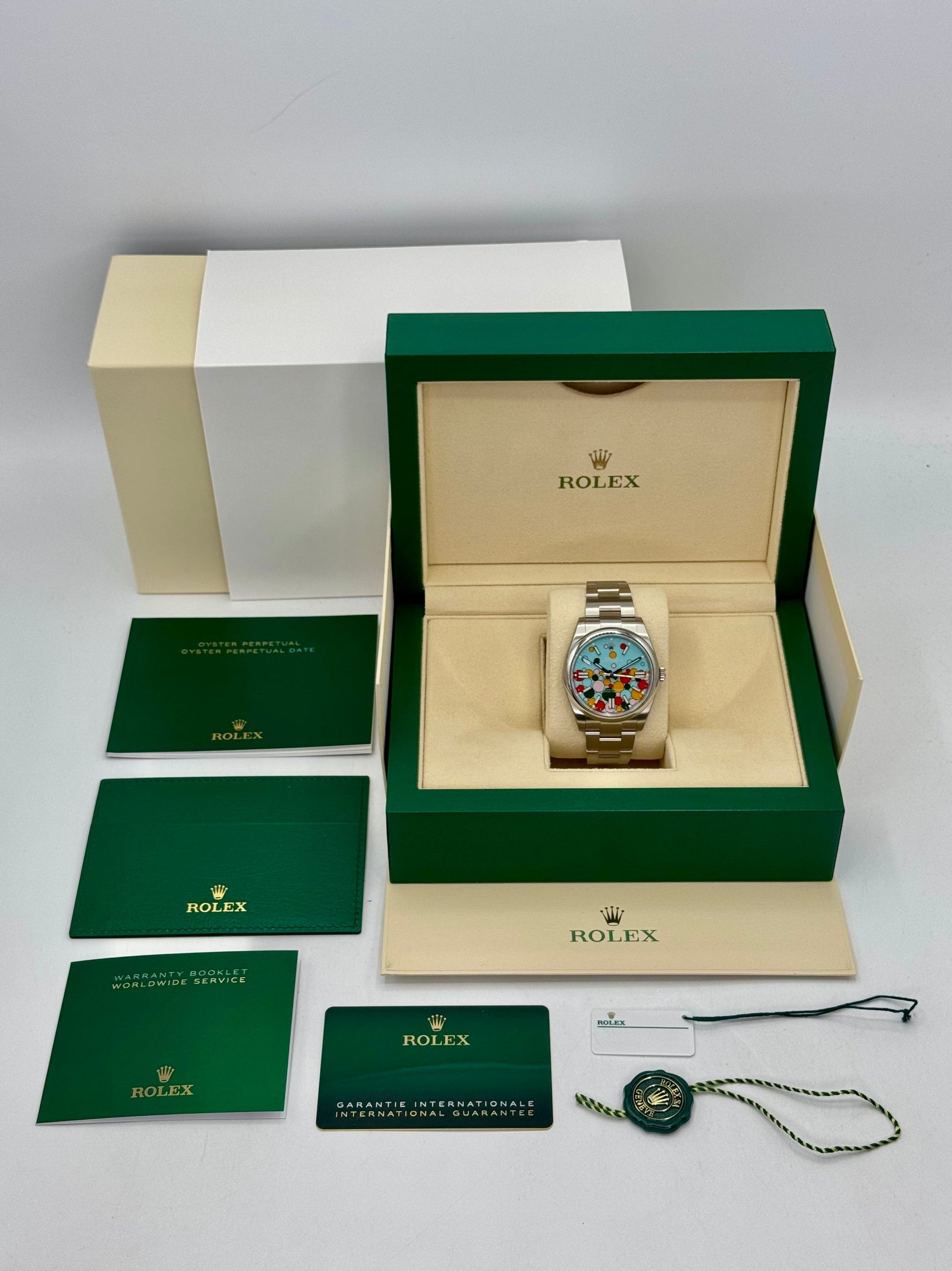 NEW 2024 Rolex Oyster Perpetual 41mm 124300 Celebration Dial - MyWatchLLC