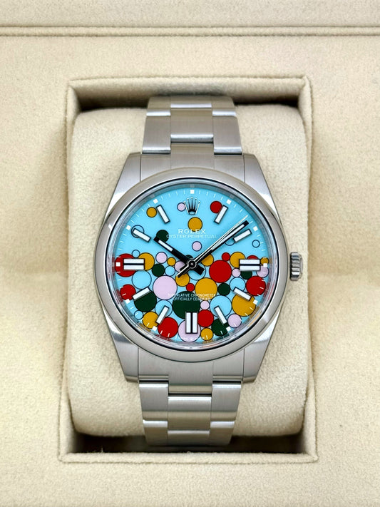 NEW 2024 Rolex Oyster Perpetual 41mm 124300 Celebration Dial - MyWatchLLC