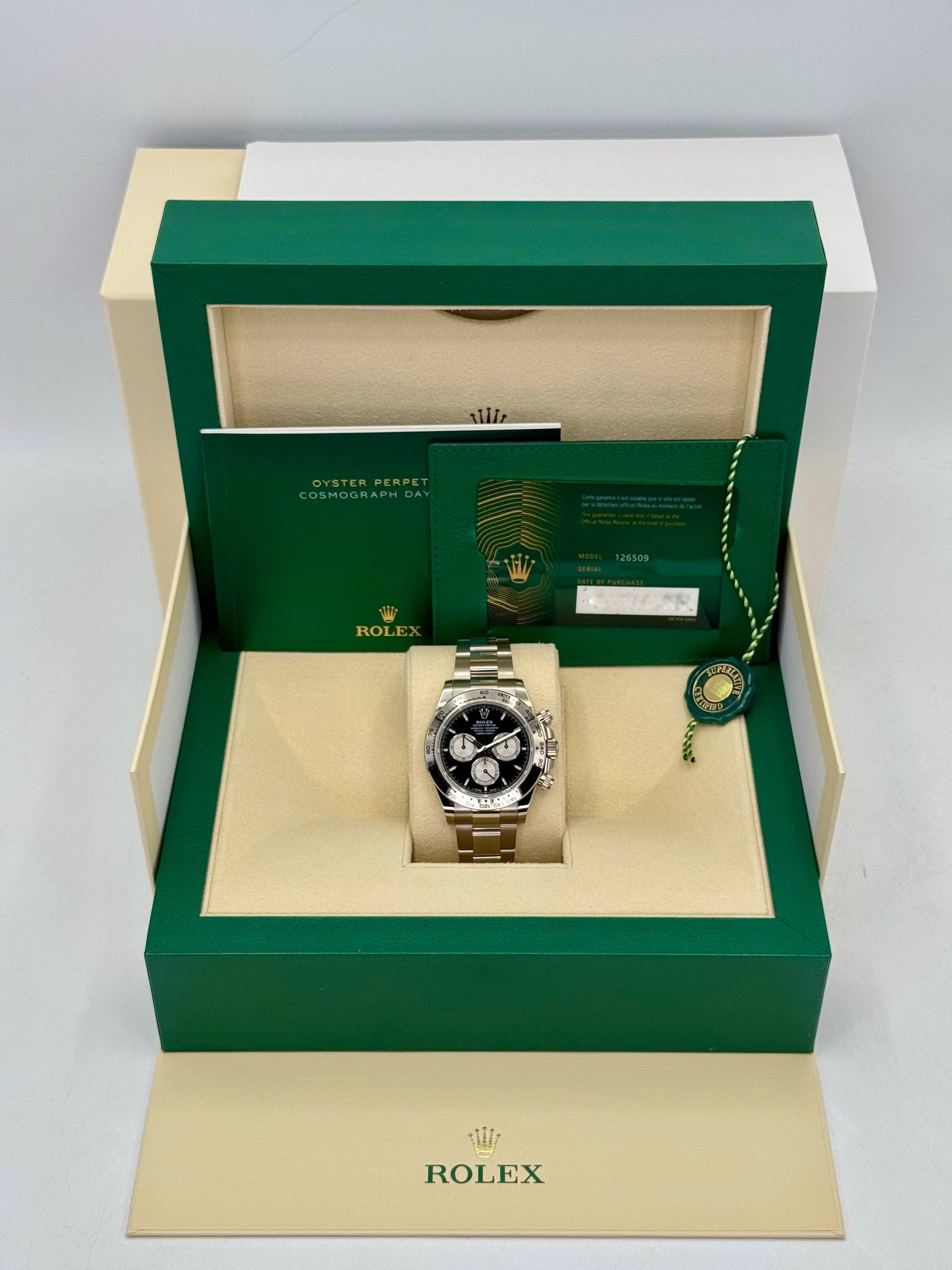 NEW 2024 Rolex Daytona 40mm 126509 White Gold Black Dial - MyWatchLLC