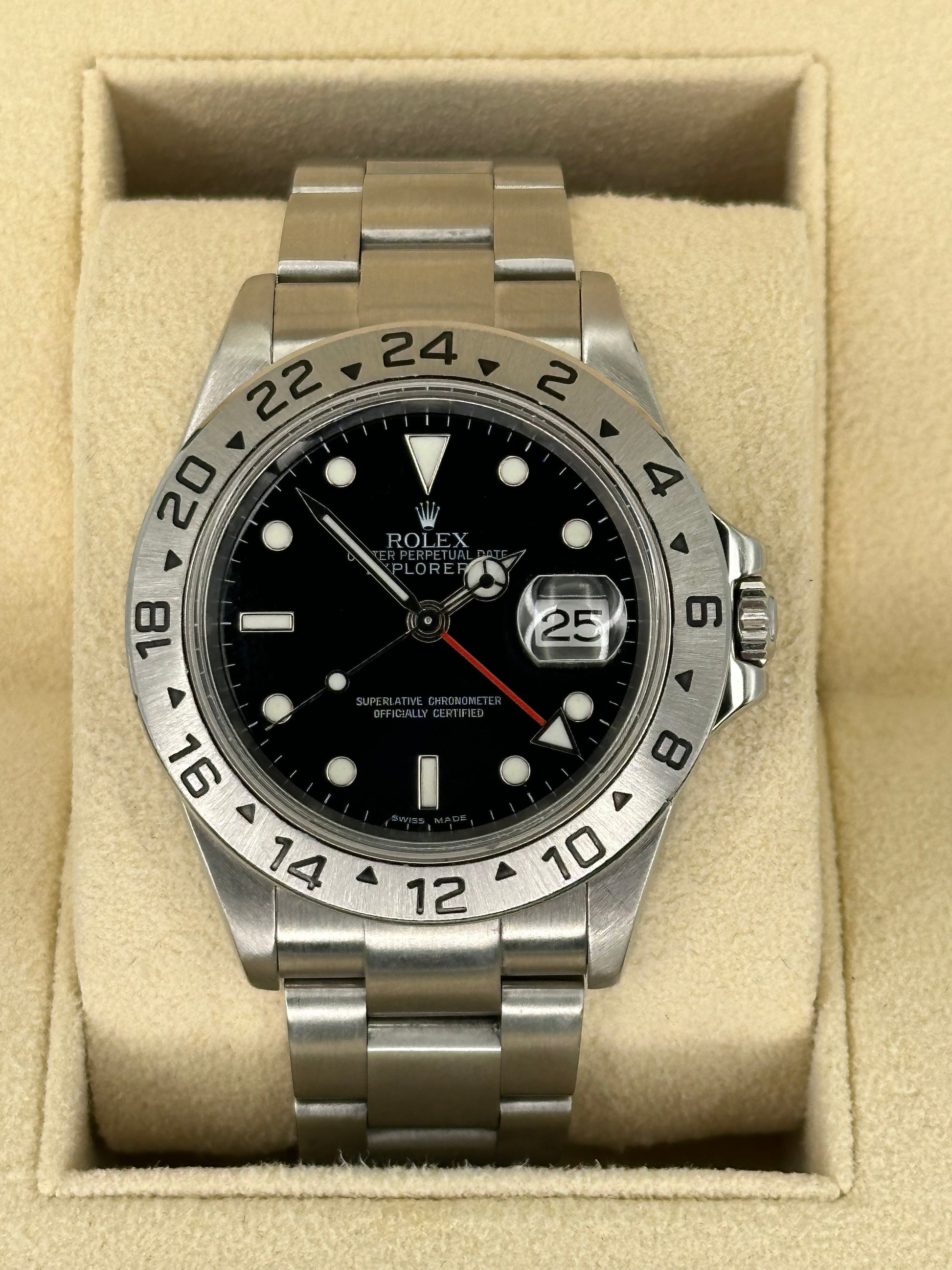 2002 Rolex Explorer II 40mm 16570 Stainless Steel Black Dial - MyWatchLLC