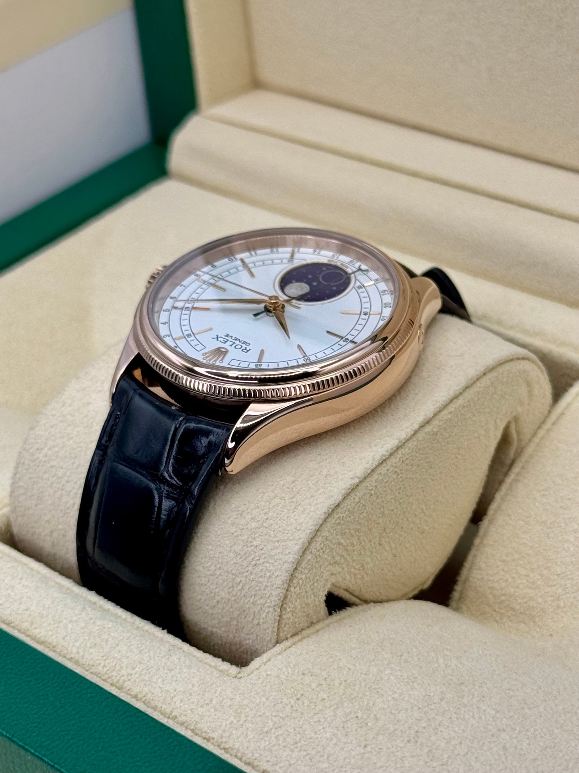 2018 Rolex Cellini Moonphase 39mm 50535 Rose Gold White Dial - MyWatchLLC