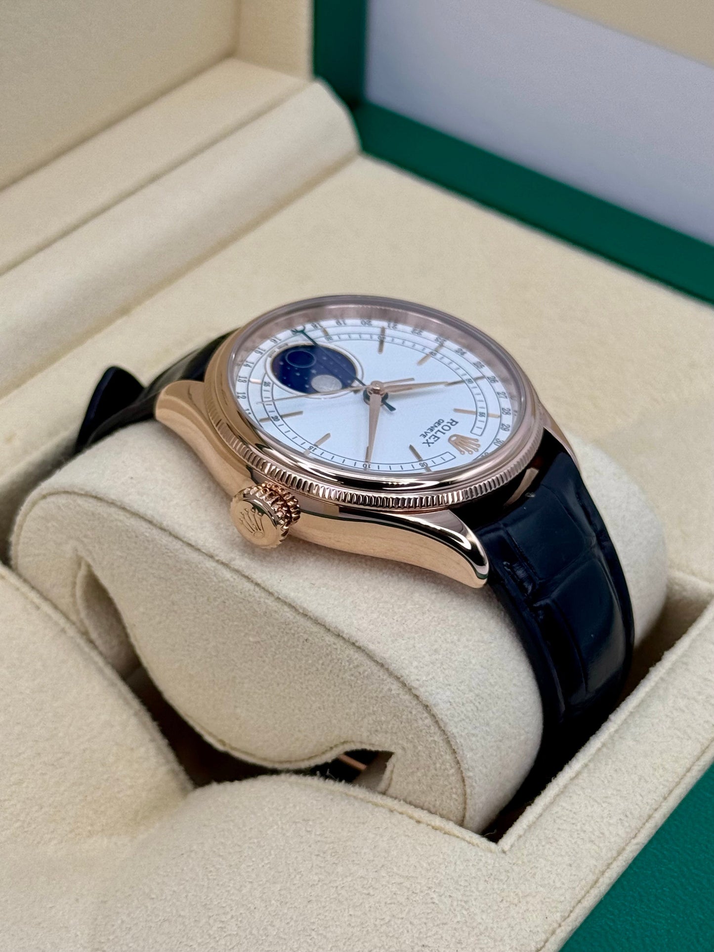 2018 Rolex Cellini Moonphase 39mm 50535 Rose Gold White Dial - MyWatchLLC