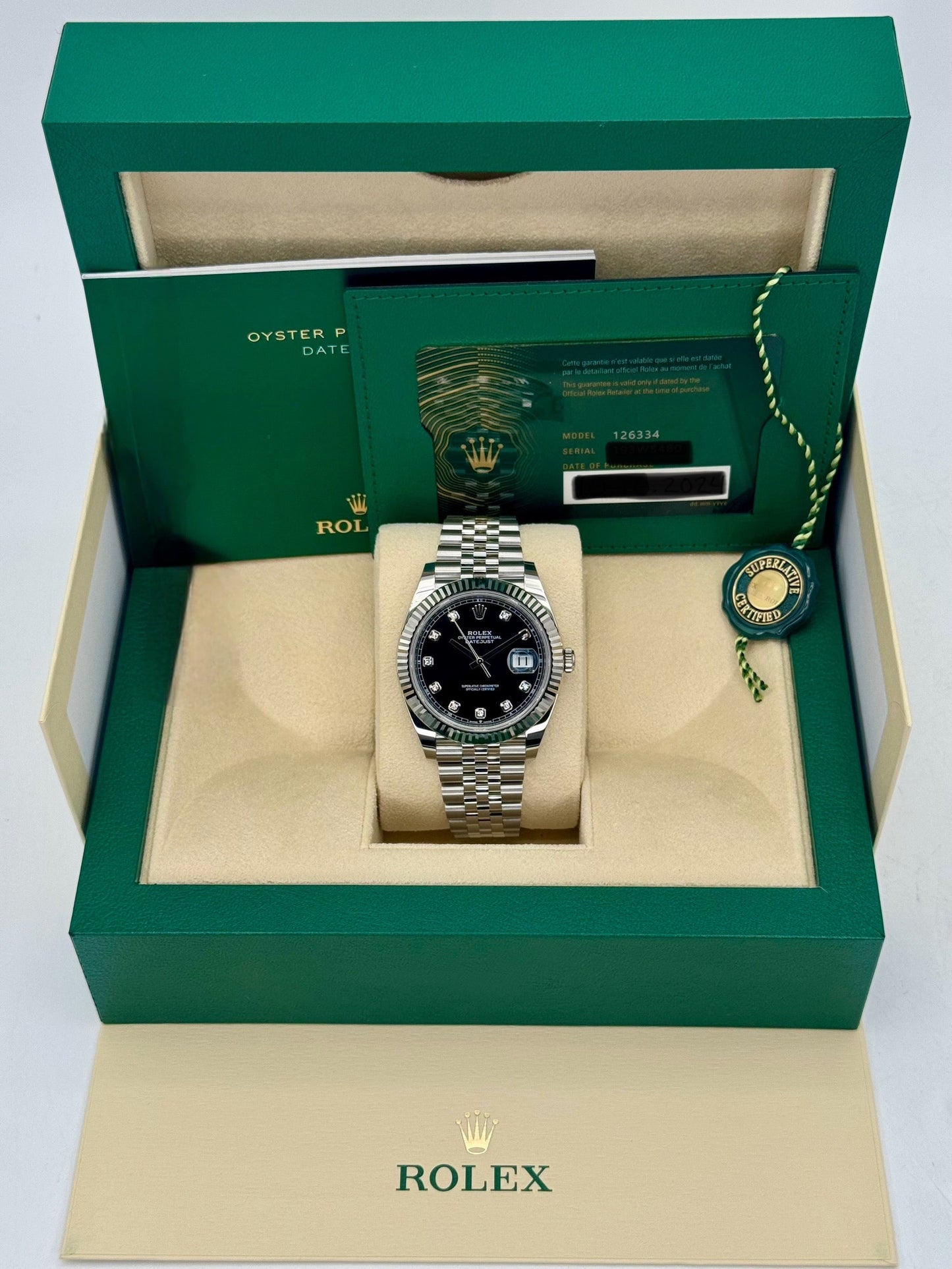 NEW 2025 Rolex Datejust 41mm 126334 Jubilee Black Diamond Dial - MyWatchLLC