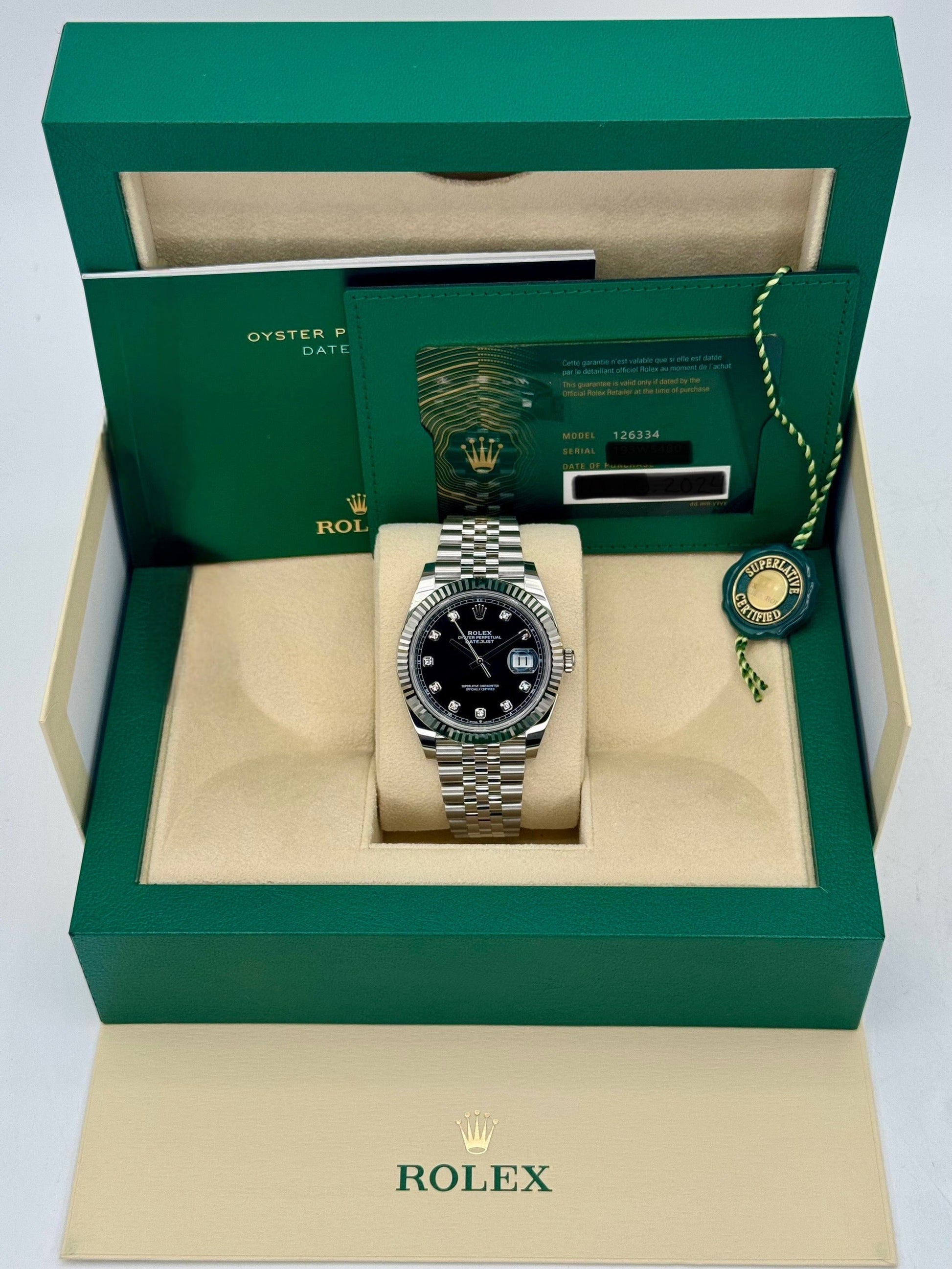 NEW 2025 Rolex Datejust 41mm 126334 Jubilee Black Diamond Dial - MyWatchLLC