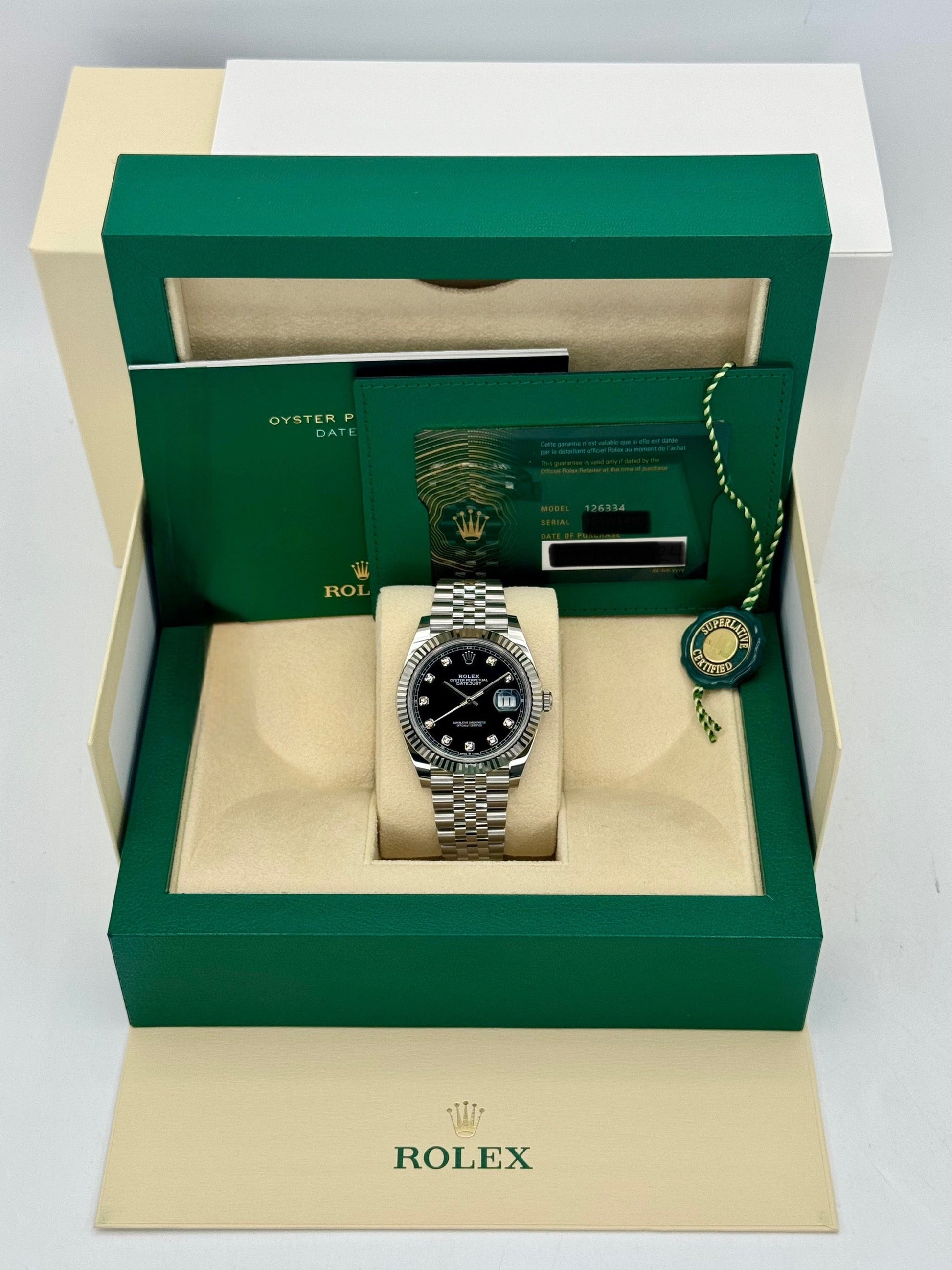 NEW 2025 Rolex Datejust 41mm 126334 Jubilee Black Diamond Dial - MyWatchLLC