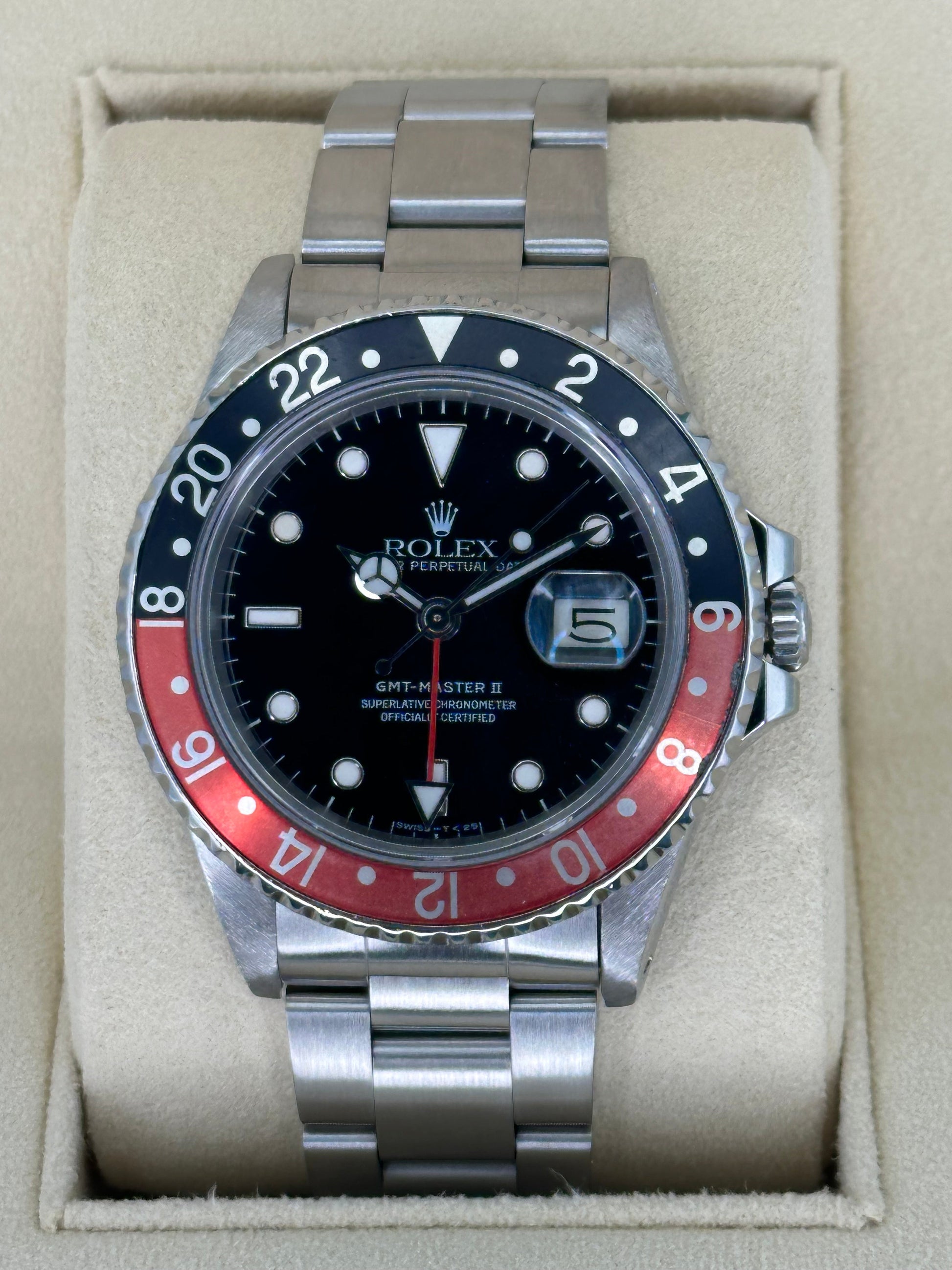 1987 Rolex GMT Master II "Coke" Fat Lady  16760 Black Dial w/RSC Card - MyWatchLLC