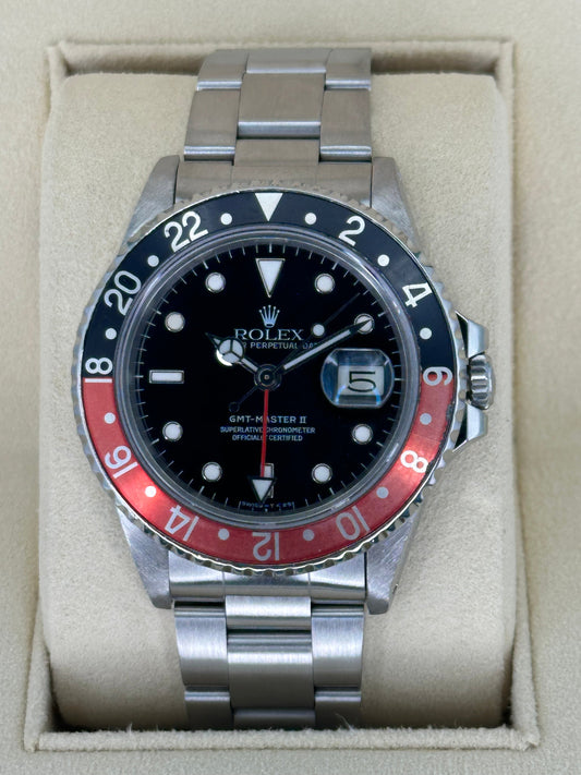 1987 Rolex GMT Master II "Coke" Fat Lady  16760 Black Dial w/RSC Card - MyWatchLLC