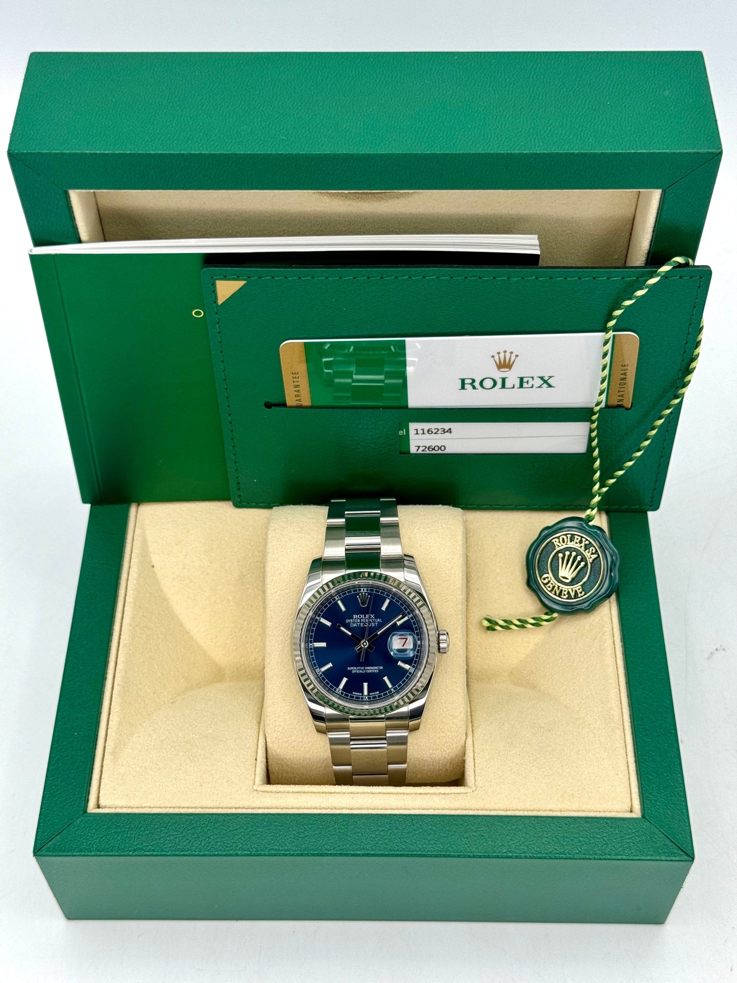 2018 Rolex Datejust 36mm 116234 Stainless Steel Oyster Blue Dial - MyWatchLLC