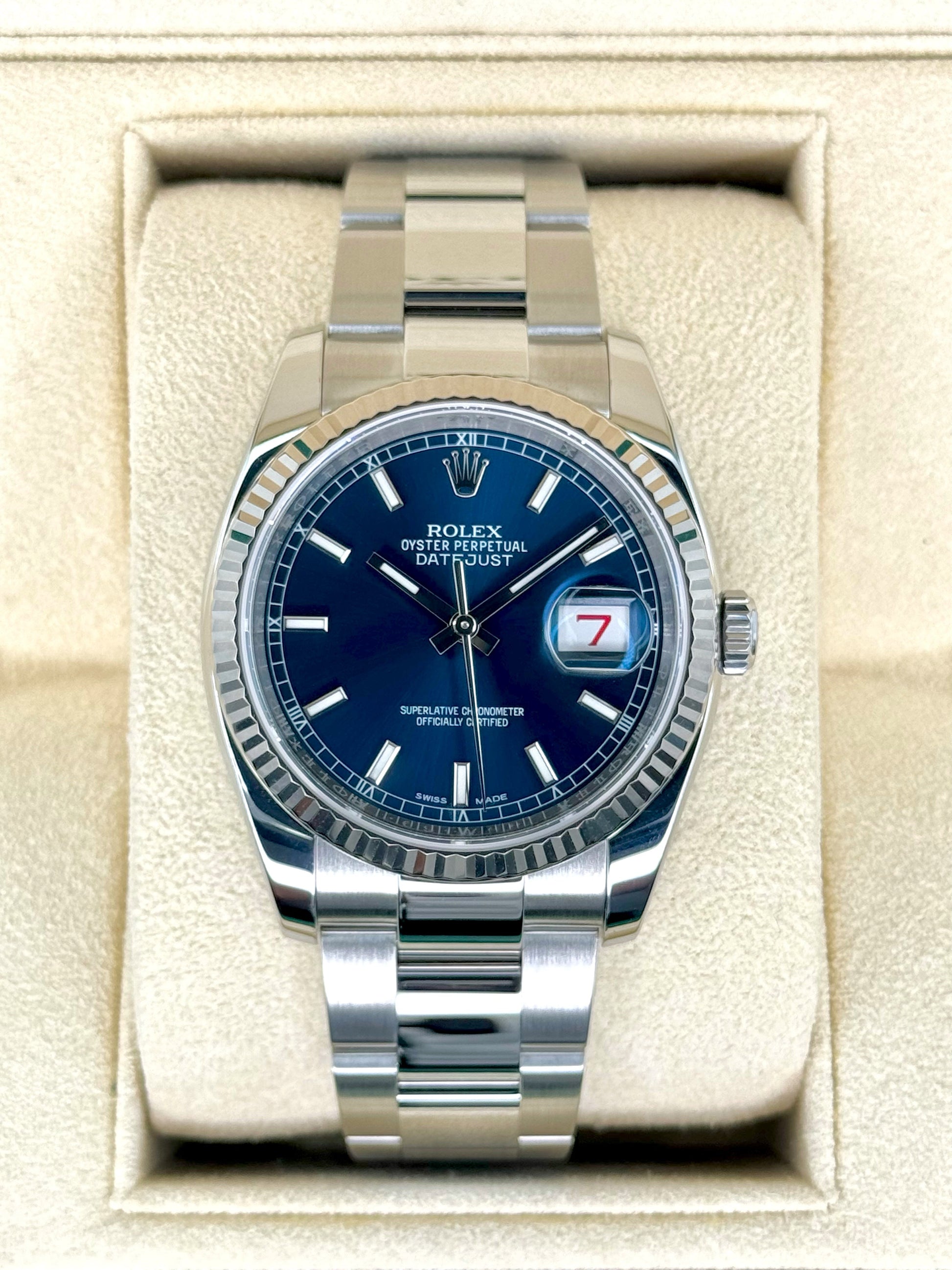2018 Rolex Datejust 36mm 116234 Stainless Steel Oyster Blue Dial - MyWatchLLC