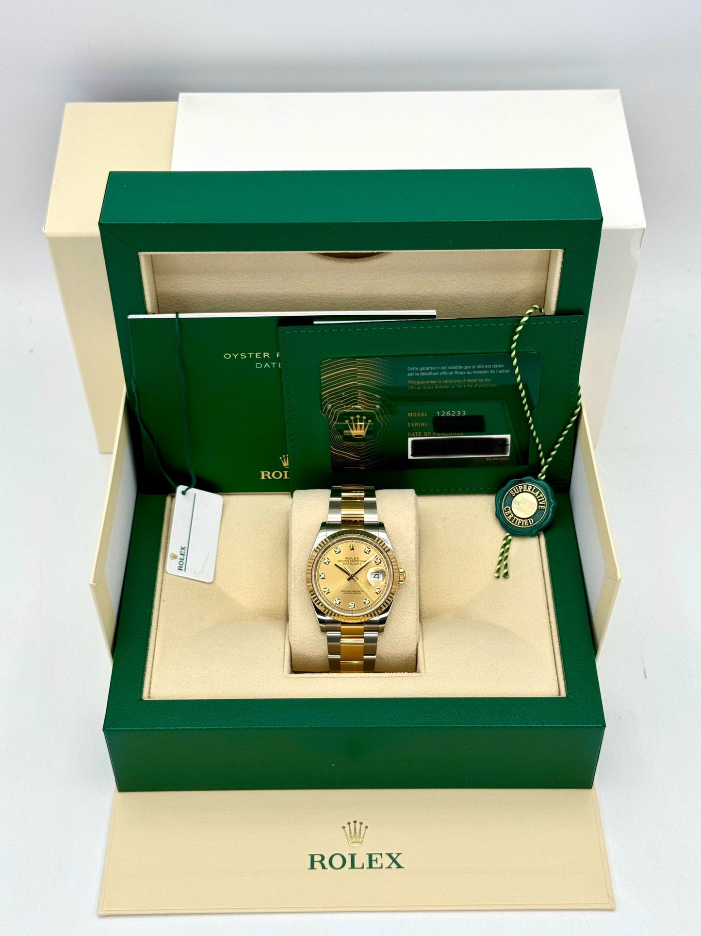 NEW 2024 Rolex Datejust 36mm 126233 Two-Tone Champagne Diamond Dial - MyWatchLLC