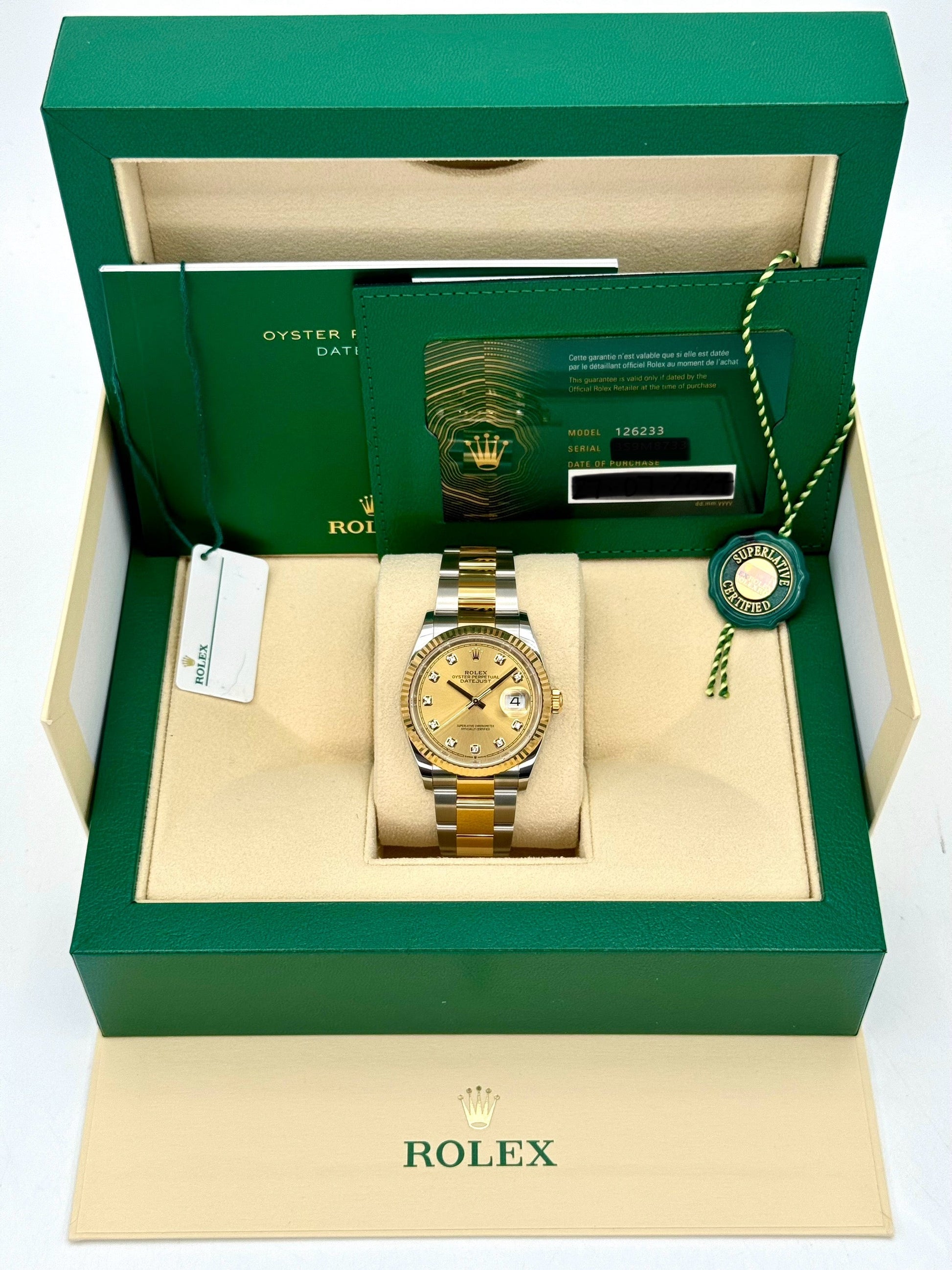 NEW 2024 Rolex Datejust 36mm 126233 Two-Tone Champagne Diamond Dial - MyWatchLLC