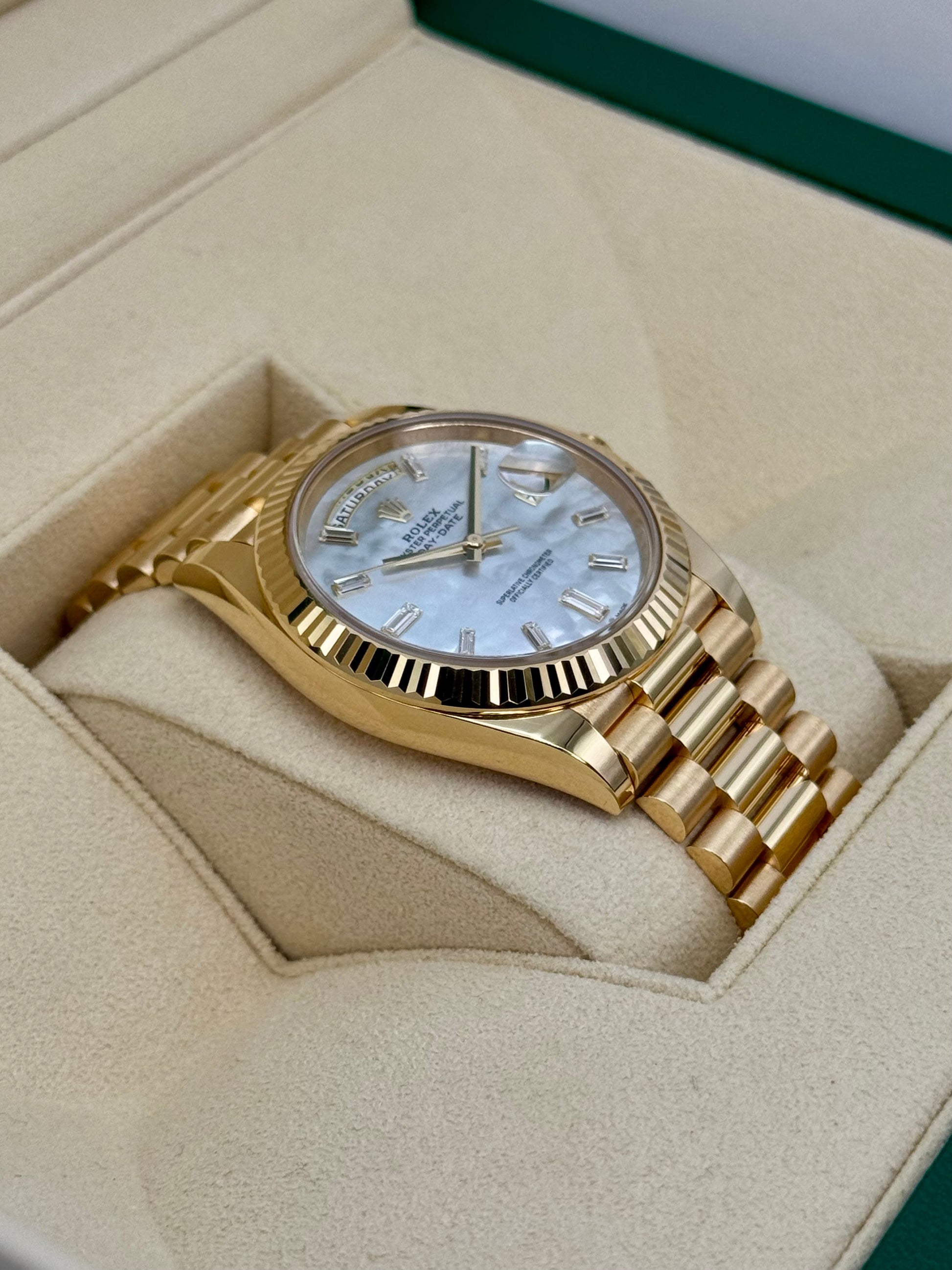 NEW 2025 Rolex Day-Date 40mm 228238 Mother Of Pearl Diamond Dial - MyWatchLLC