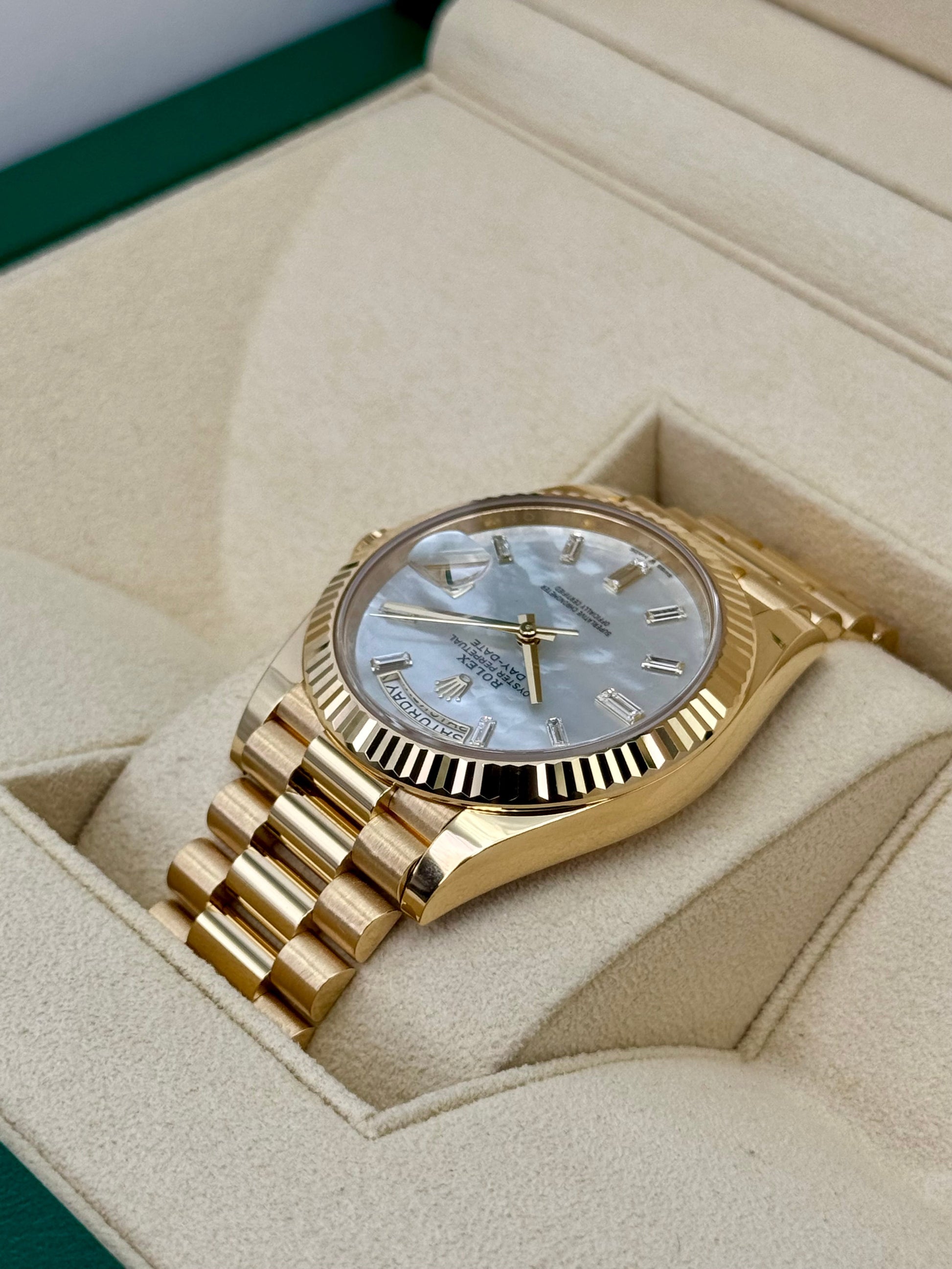 NEW 2025 Rolex Day-Date 40mm 228238 Mother Of Pearl Diamond Dial - MyWatchLLC