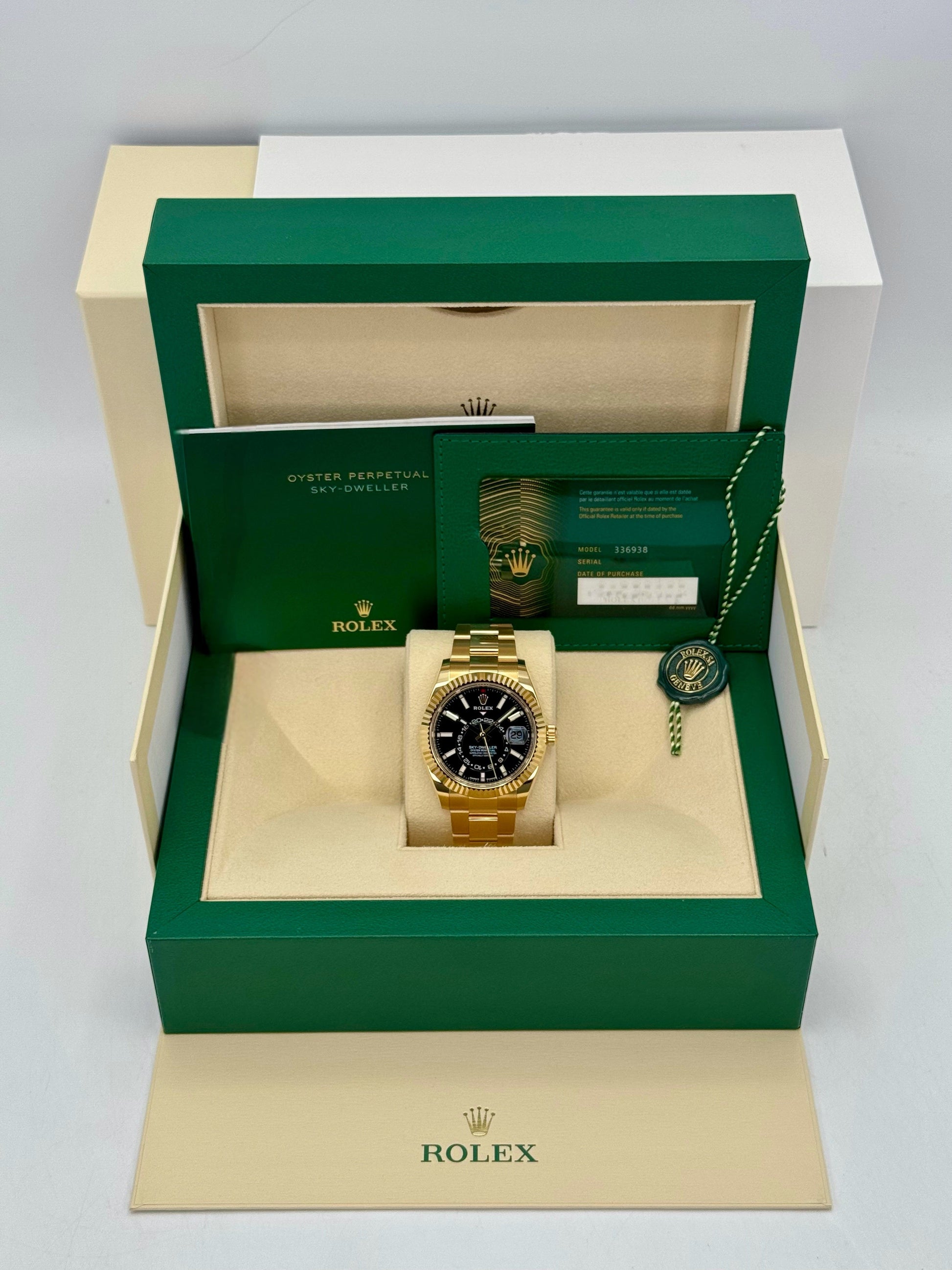 NEW 2025 Rolex Sky-Dweller 42mm 336938 Yellow Gold Oyster Black Dial - MyWatchLLC