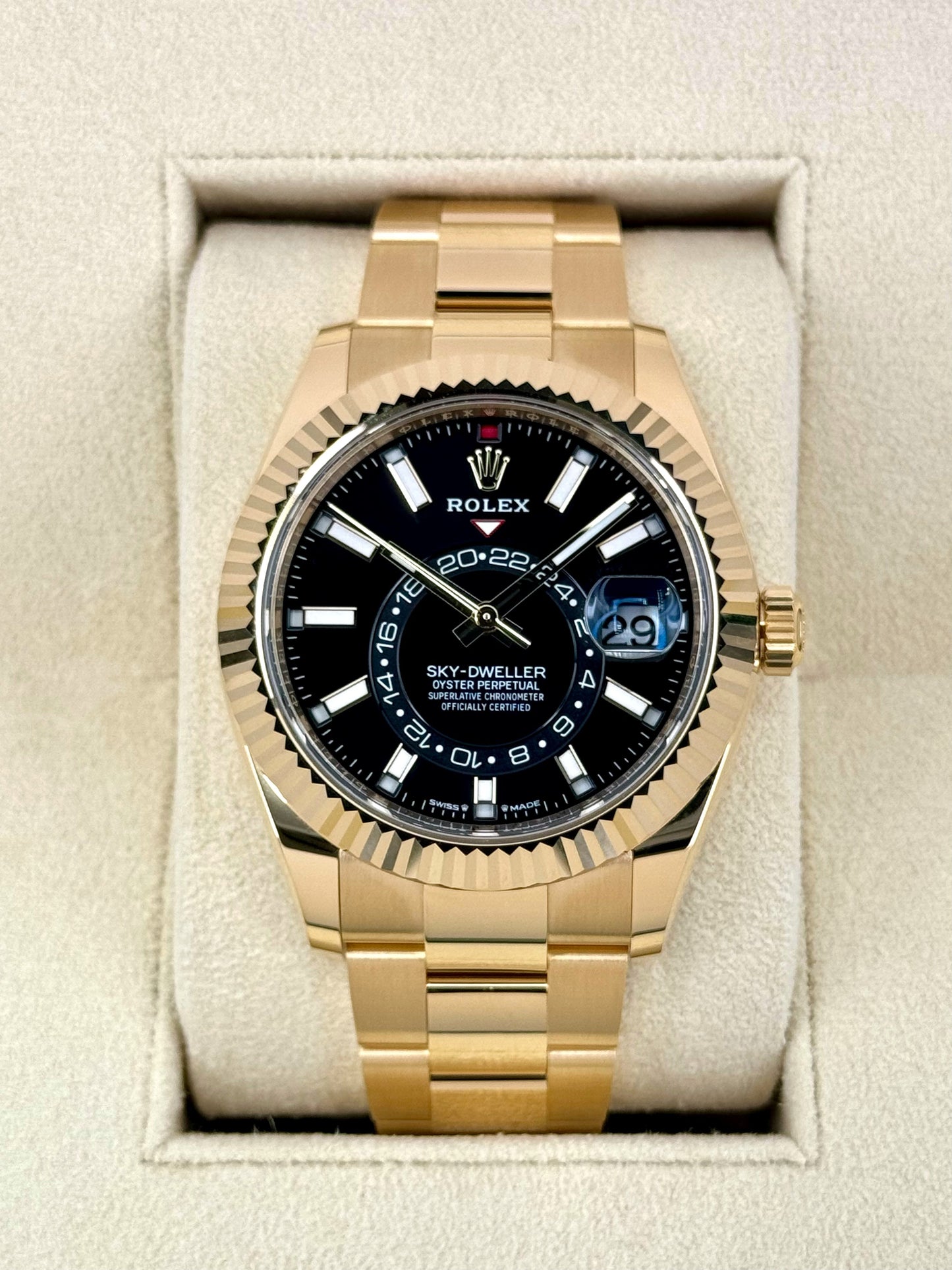NEW 2025 Rolex Sky-Dweller 42mm 336938 Yellow Gold Oyster Black Dial - MyWatchLLC