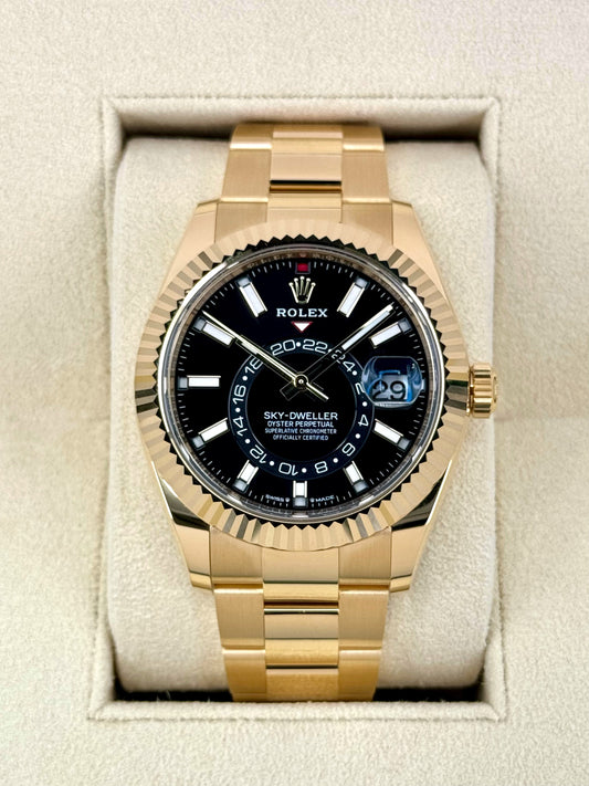 NEW 2025 Rolex Sky-Dweller 42mm 336938 Yellow Gold Oyster Black Dial - MyWatchLLC