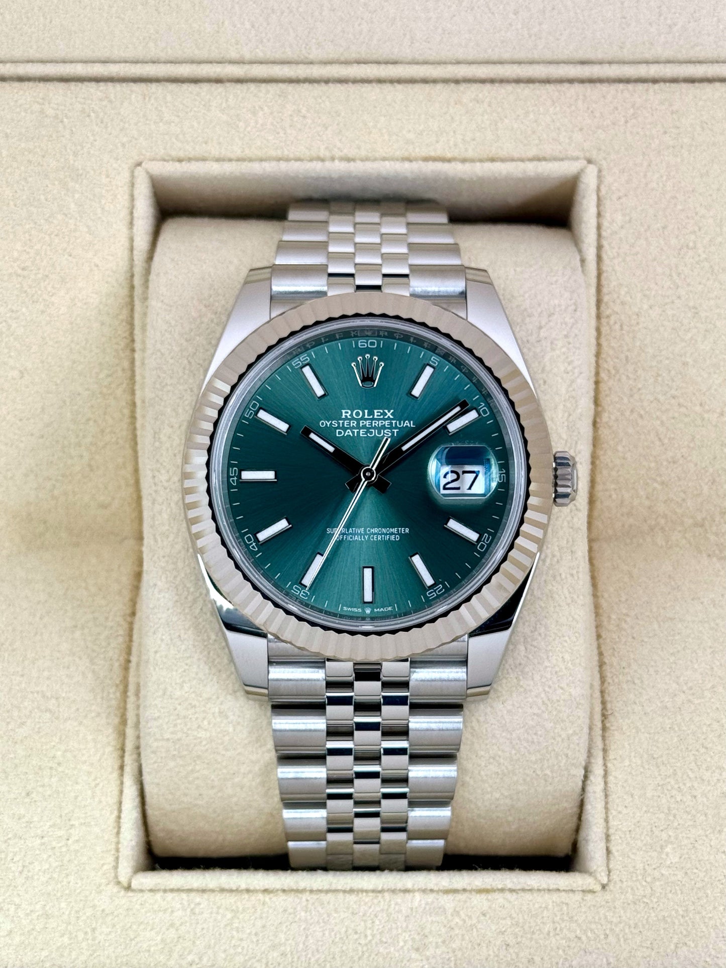 2024 Rolex Datejust 41mm 126334 Stainless Steel Jubilee Mint Green Dial - MyWatchLLC
