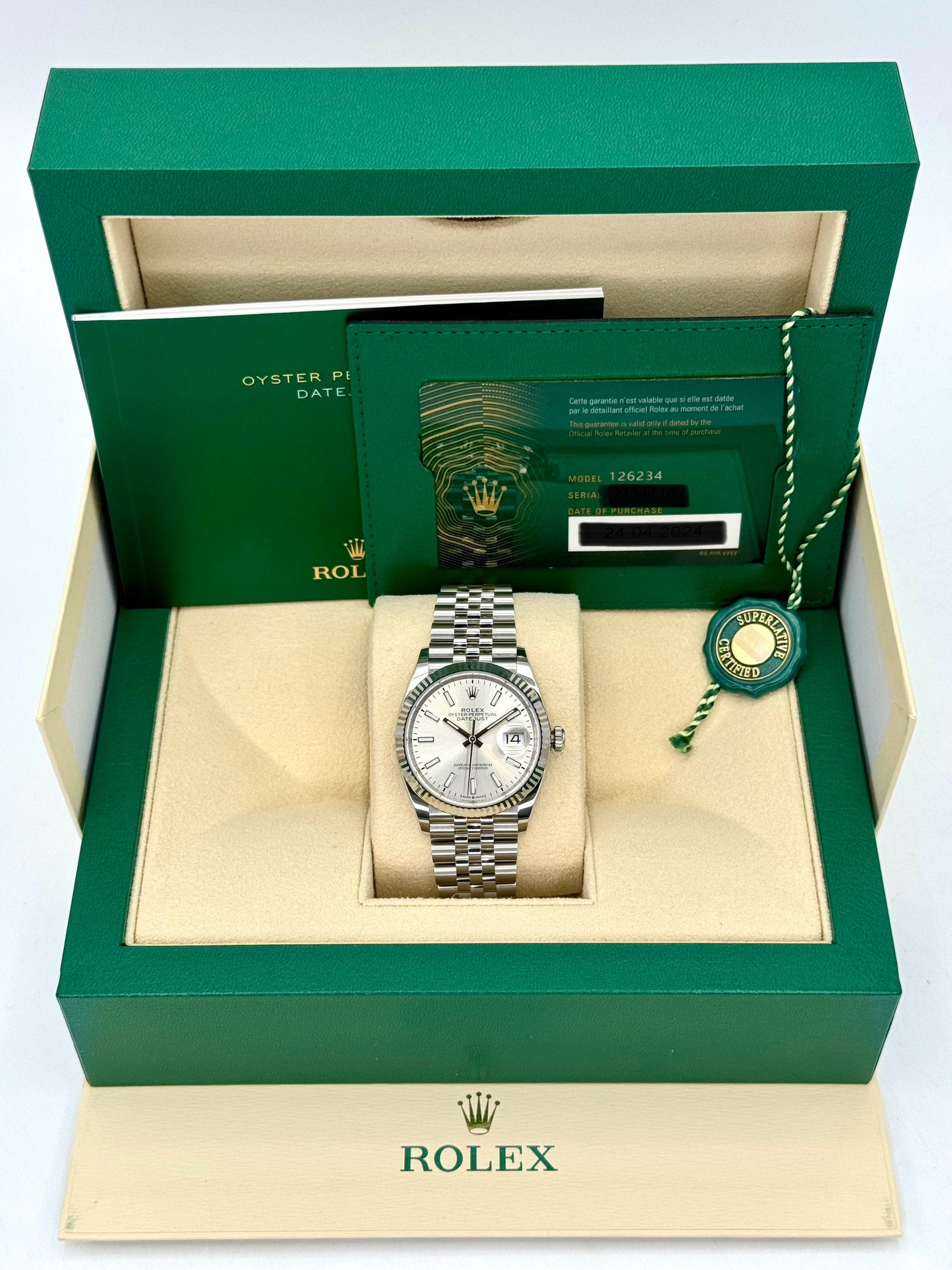 NEW 2024 Rolex Datejust 36mm 126234 Stainless Steel Jubilee Silver Dial - MyWatchLLC