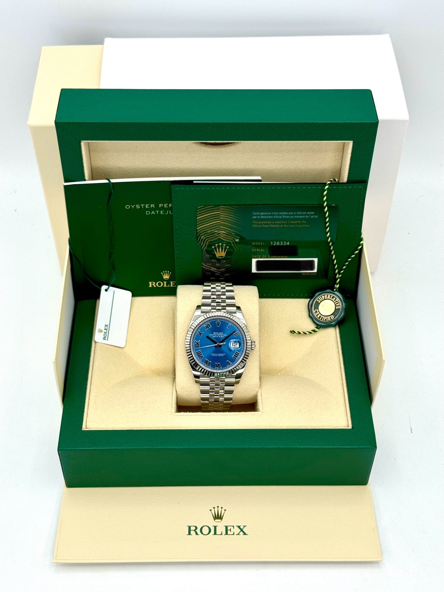 NEW 2024 Rolex Datejust 41mm 126334 Jubilee Blue Roman Numeral Dial - MyWatchLLC