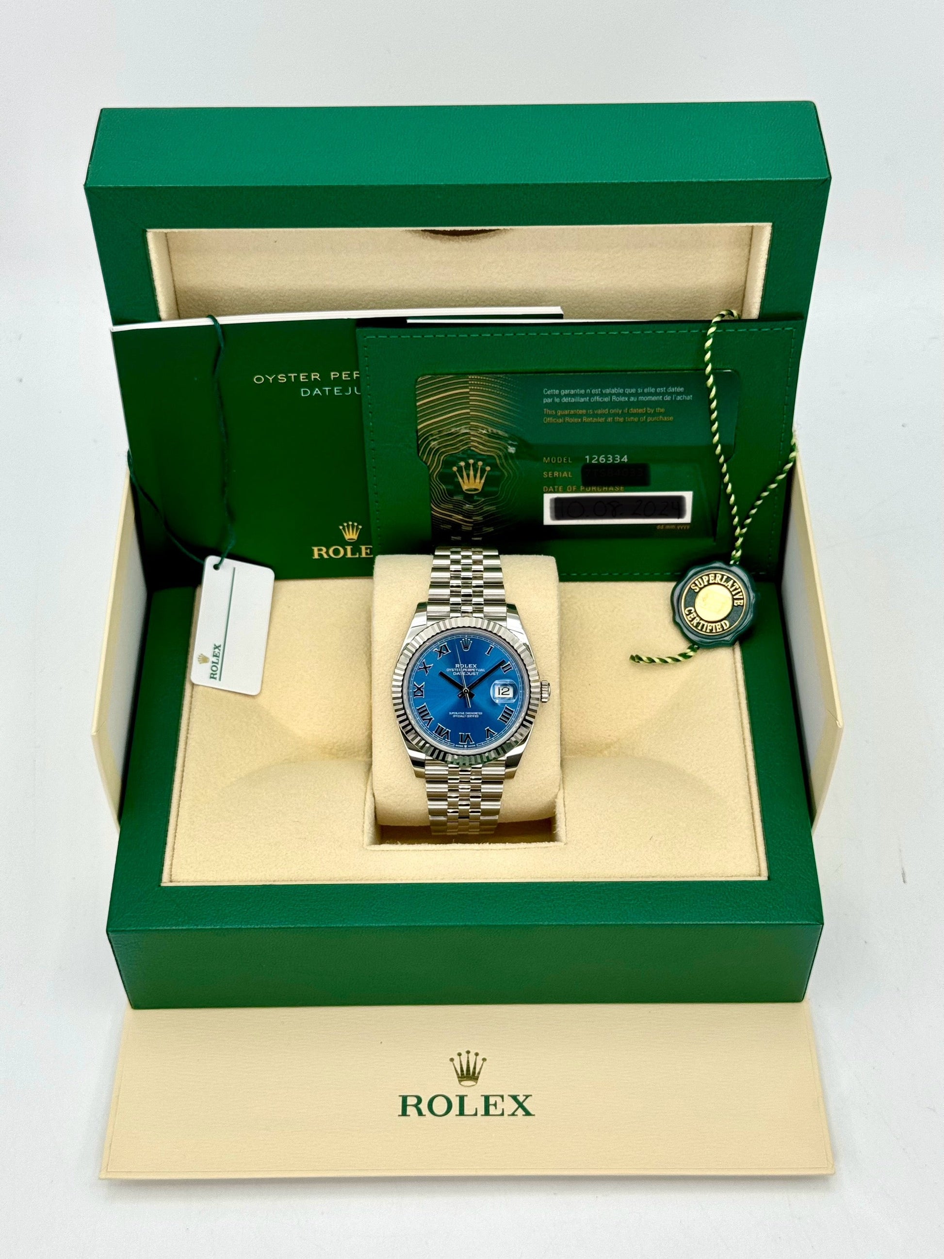 NEW 2024 Rolex Datejust 41mm 126334 Jubilee Blue Roman Numeral Dial - MyWatchLLC