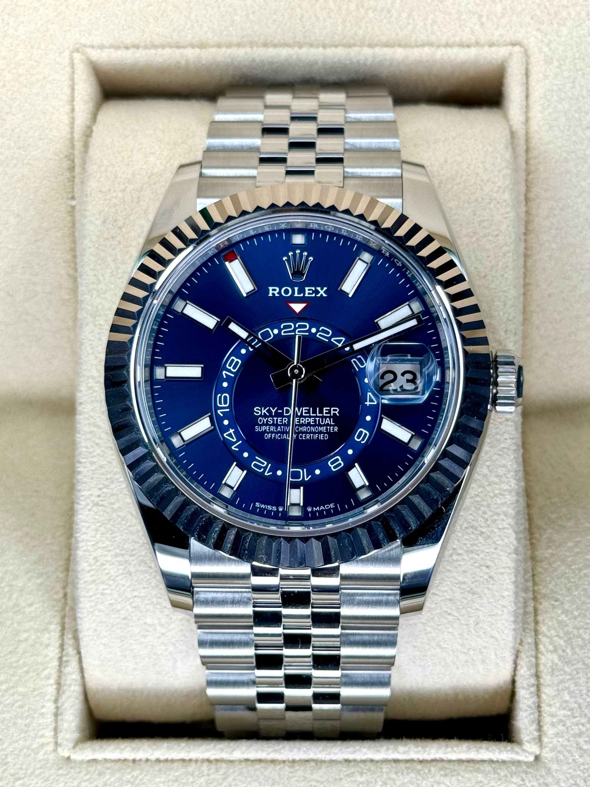 NEW 2023 Rolex Sky-Dweller 42mm Stainless Steel Jubilee Blue Dial - MyWatchLLC