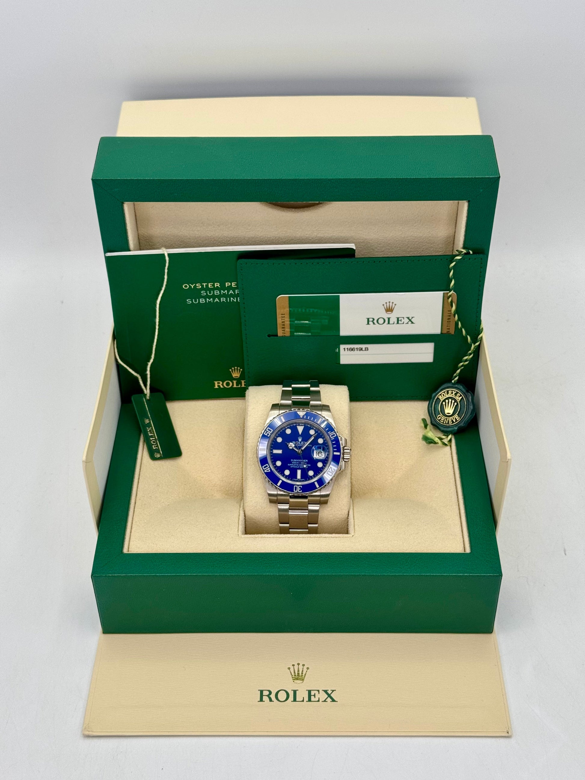 2017 Rolex Submariner "Smurf" 40mm 116619LB White Gold Blue Dial - MyWatchLLC