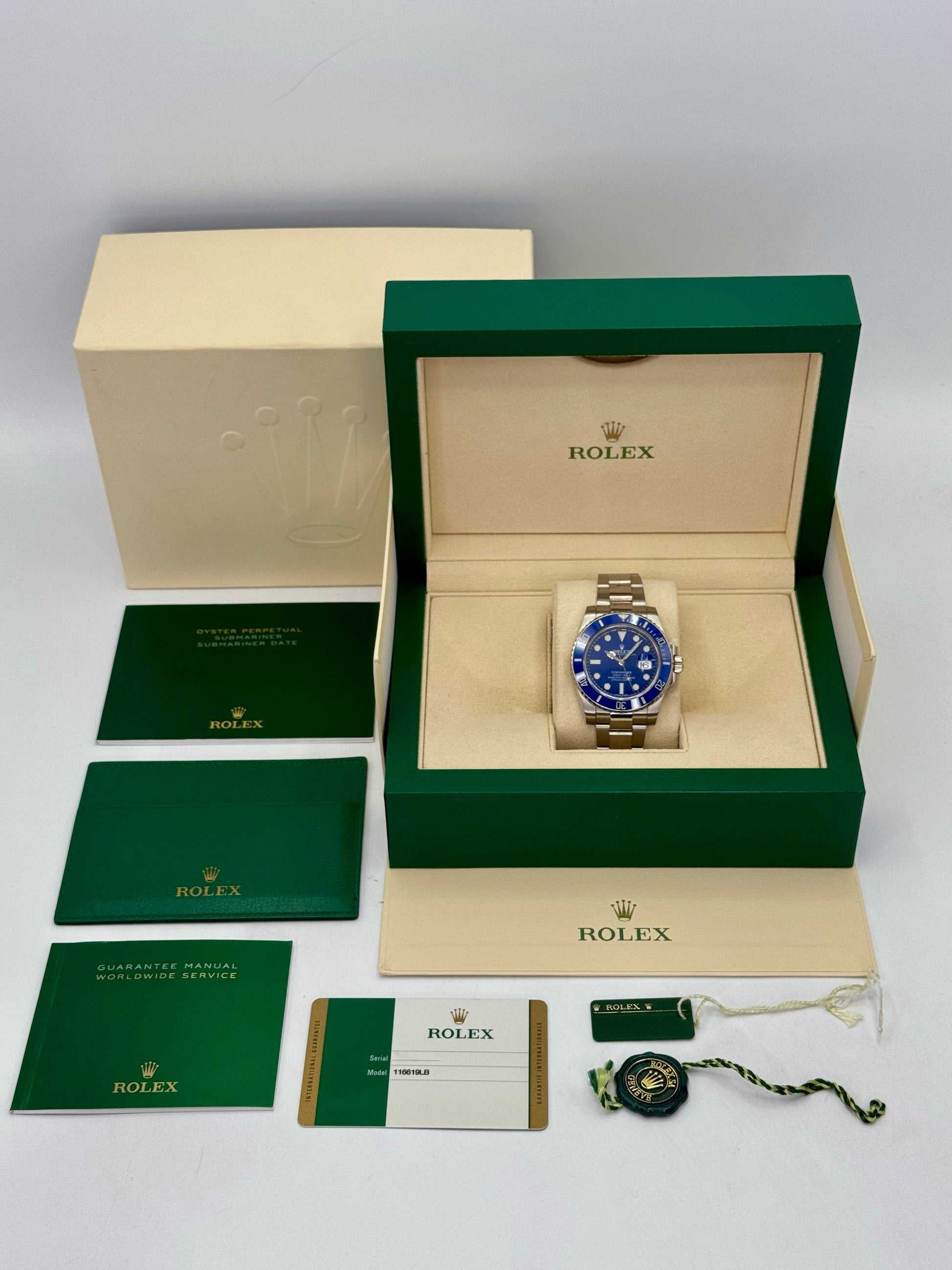 2017 Rolex Submariner "Smurf" 40mm 116619LB White Gold Blue Dial - MyWatchLLC