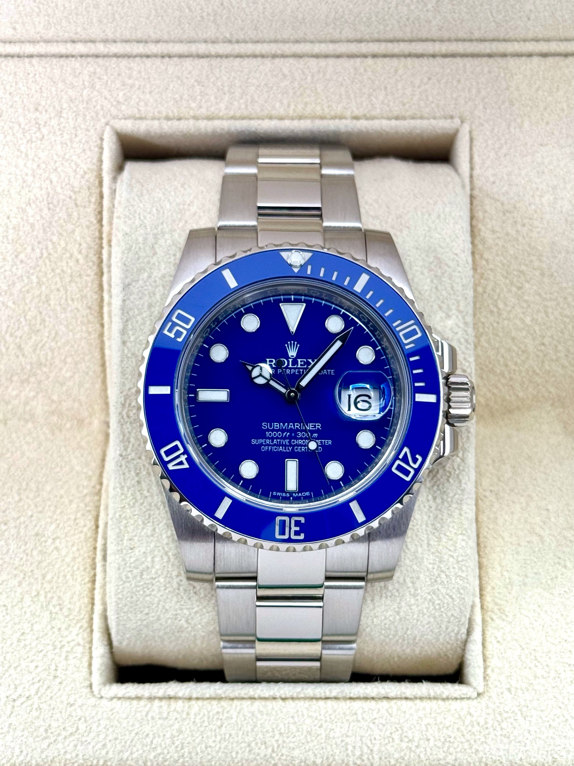 2017 Rolex Submariner "Smurf" 40mm 116619LB White Gold Blue Dial - MyWatchLLC
