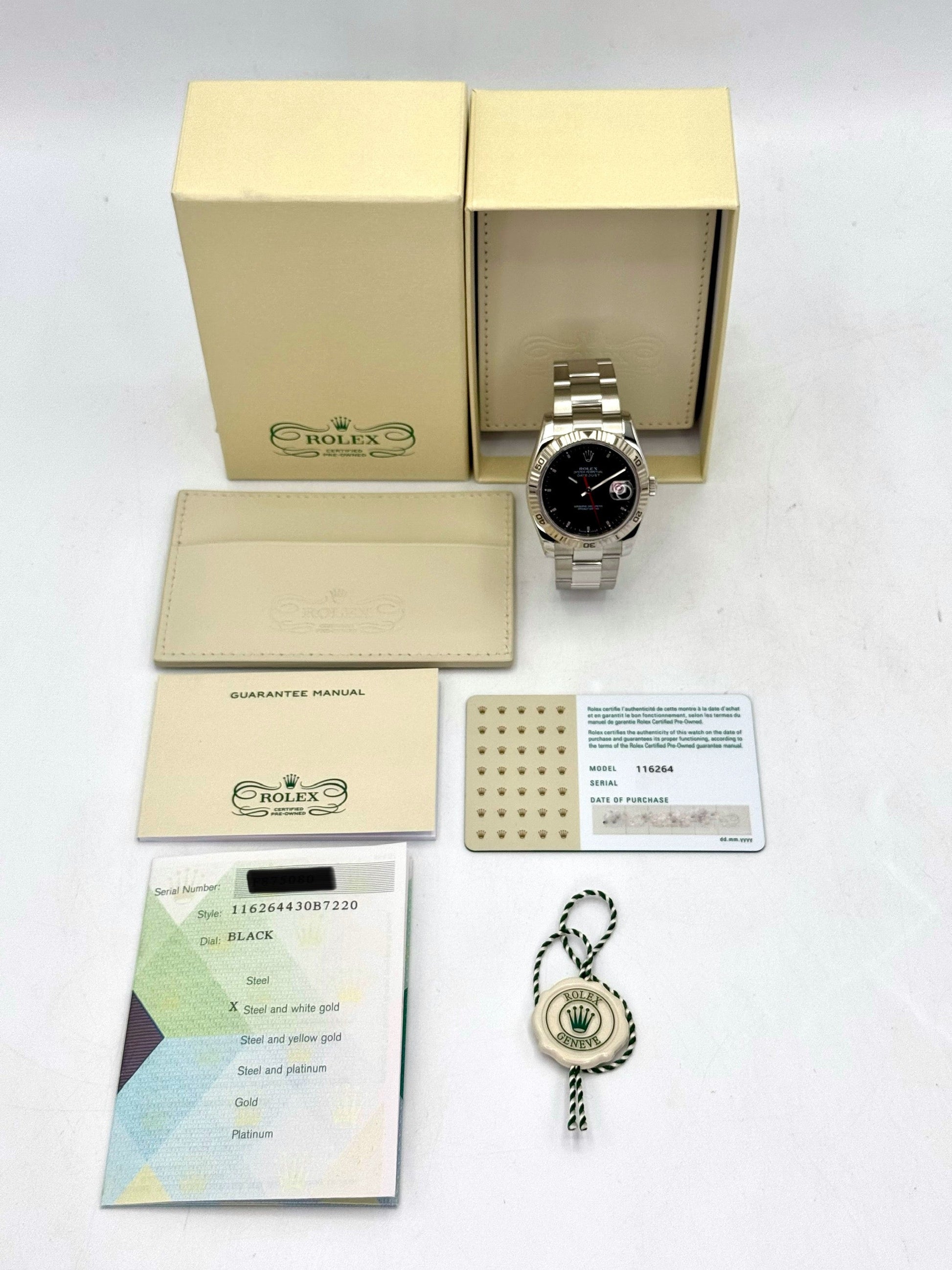 2005 Rolex Datejust Turn-O-Graph 36mm 116264 Oyster Black Dial Dial - MyWatchLLC