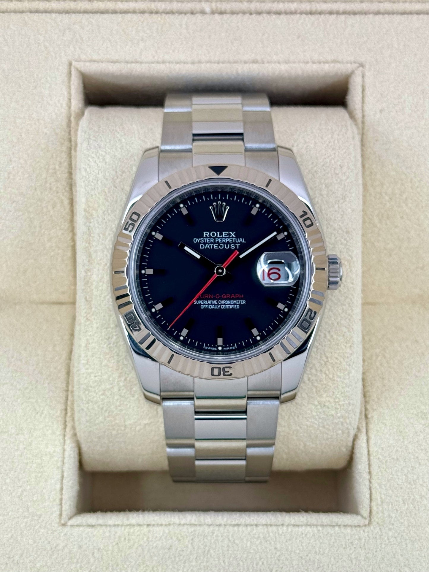 2005 Rolex Datejust Turn-O-Graph 36mm 116264 Oyster Black Dial Dial - MyWatchLLC