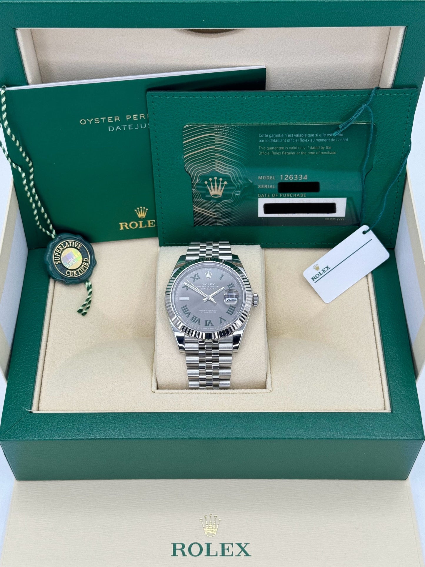 2021 Rolex Datejust 41mm Stainless Steel Jubilee Wimbledon Dial - MyWatchLLC