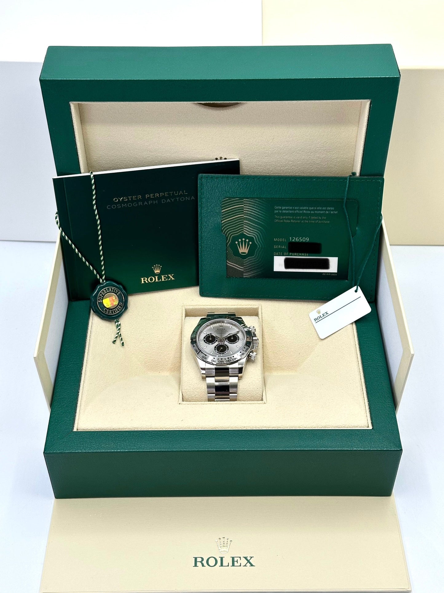 NEW 2024 Rolex Daytona 40mm 126509 White Gold Silver Ghost Dial - MyWatchLLC