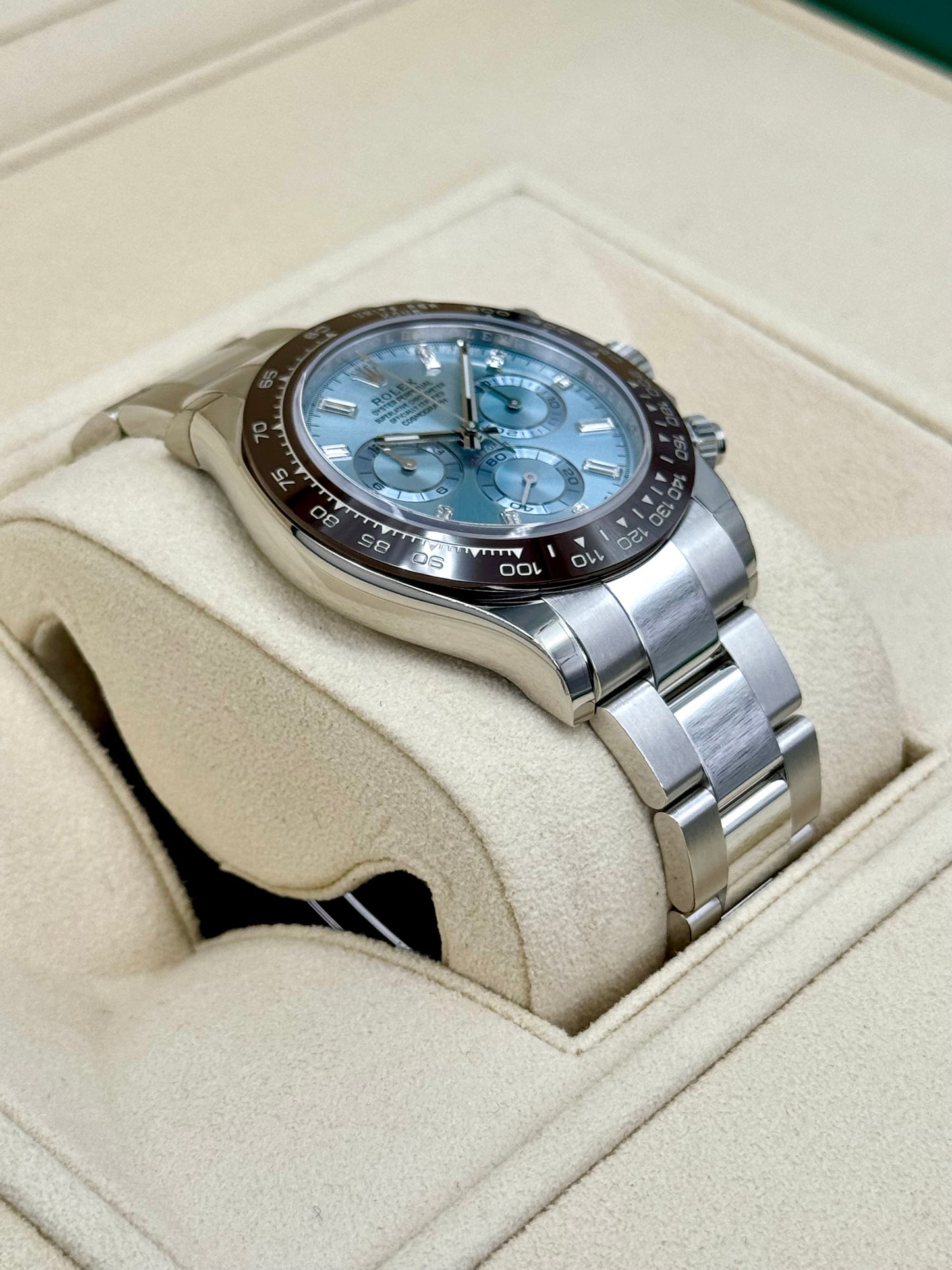 NEW Rolex Daytona 40mm 116506 Platinum Ice Blue Diamond Baguette Dial - MyWatchLLC