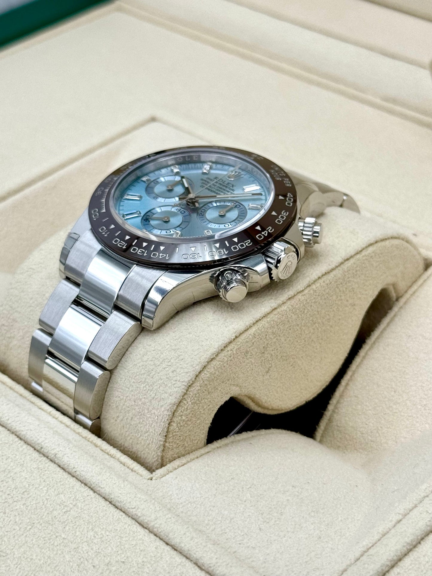 NEW Rolex Daytona 40mm 116506 Platinum Ice Blue Diamond Baguette Dial - MyWatchLLC