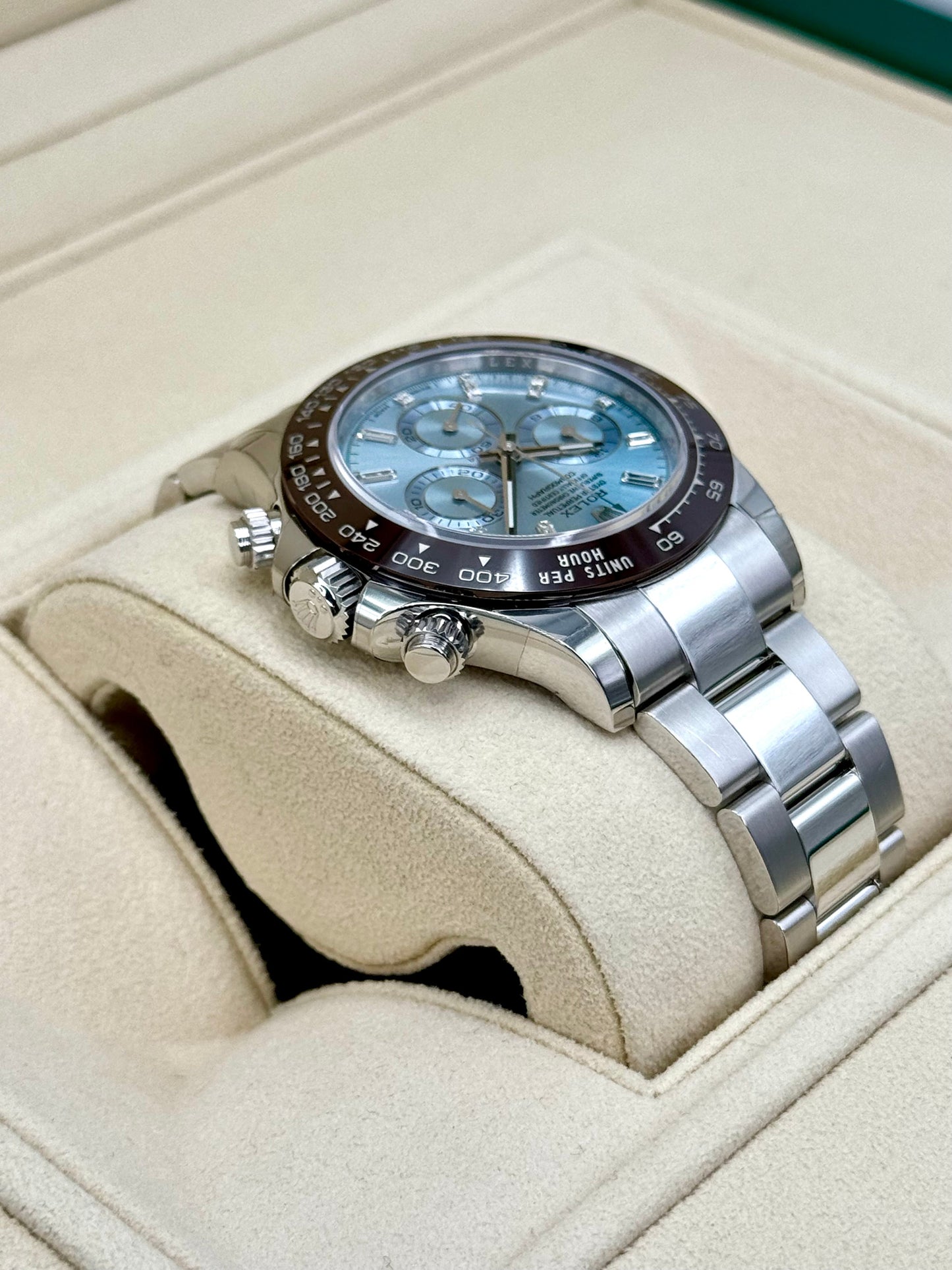 NEW Rolex Daytona 40mm 116506 Platinum Ice Blue Diamond Baguette Dial - MyWatchLLC