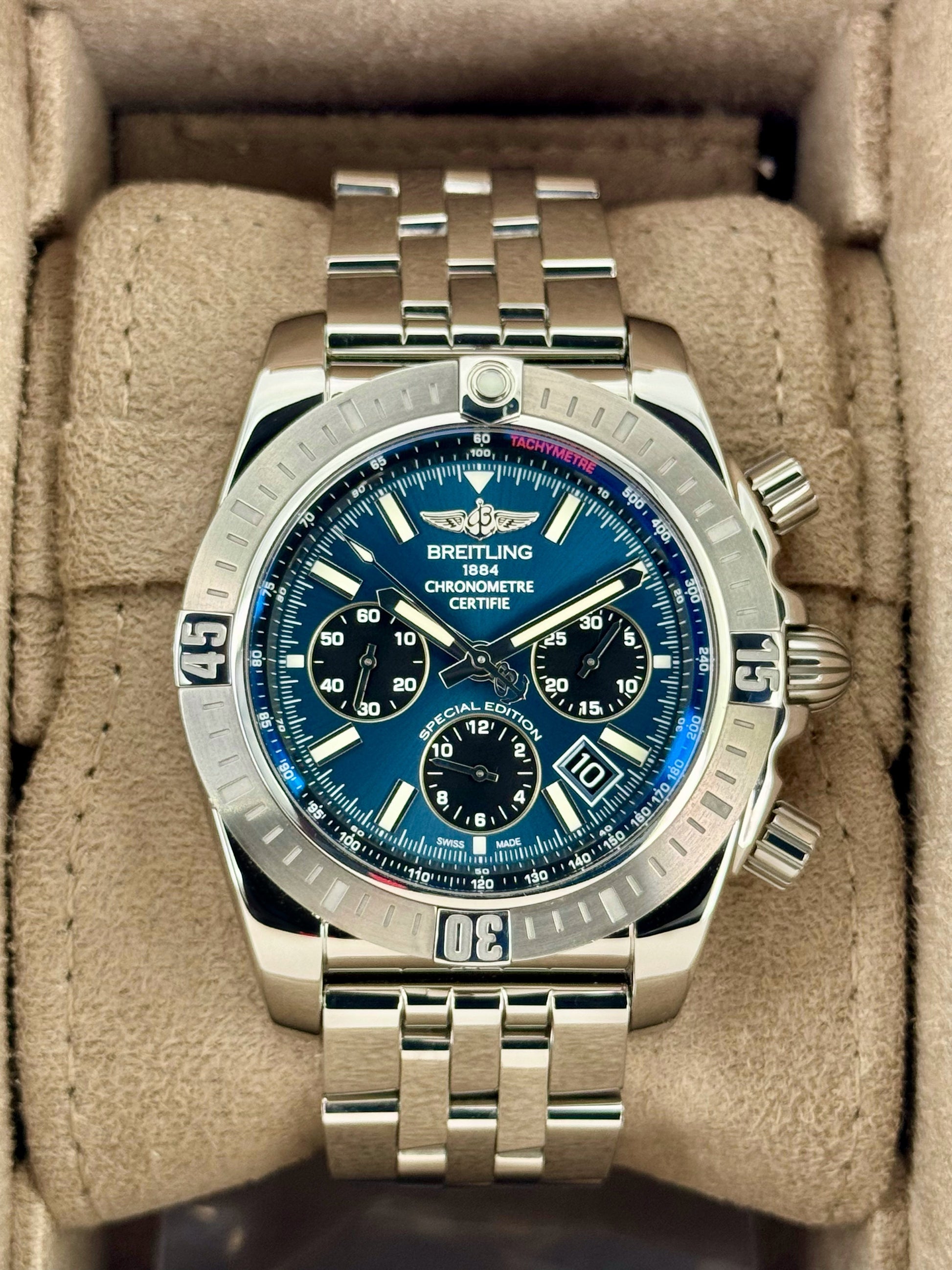 2022 Breitling Chronomat B01 44mm AB0115 Stainless Steel Blue Dial - MyWatchLLC
