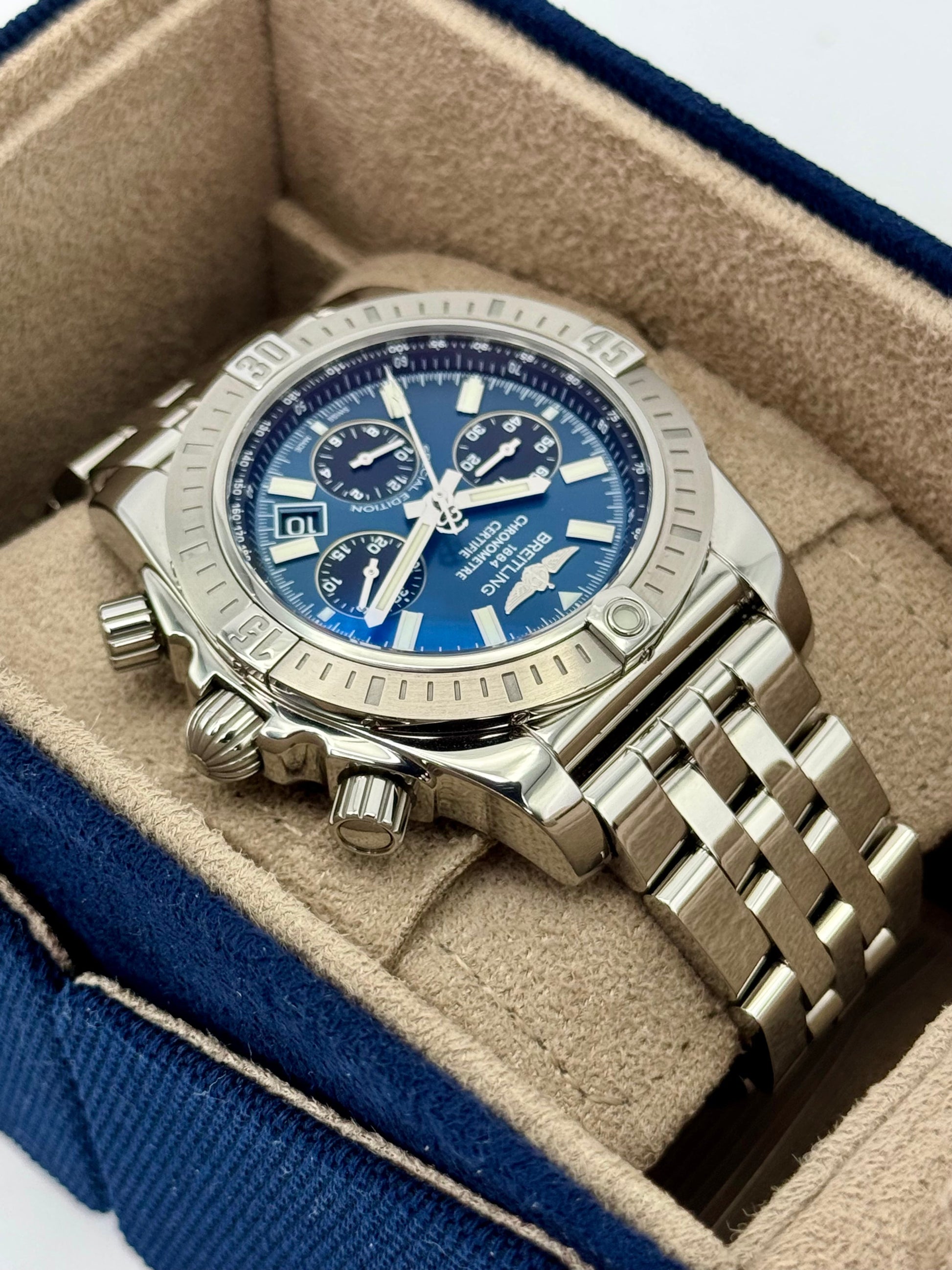 2022 Breitling Chronomat B01 44mm AB0115 Stainless Steel Blue Dial - MyWatchLLC
