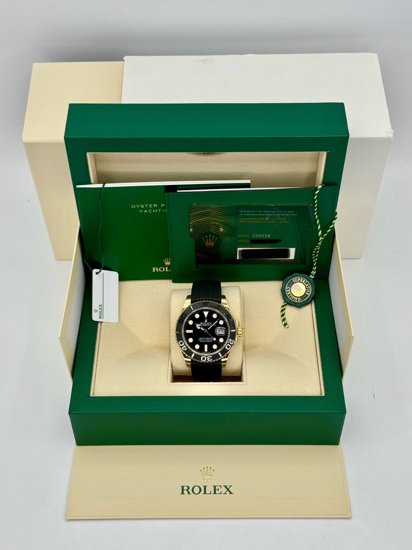 2024 Rolex Yacht-Master 42mm 226658 Gold Oysterflex Black Dial - MyWatchLLC