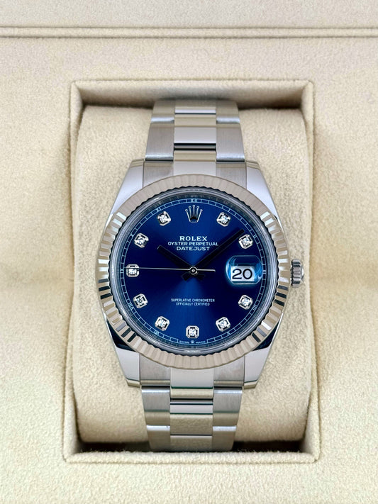 2024 Rolex Datejust 41mm 126334 Stainless Steel Oyster Blue Diamond Dial - MyWatchLLC