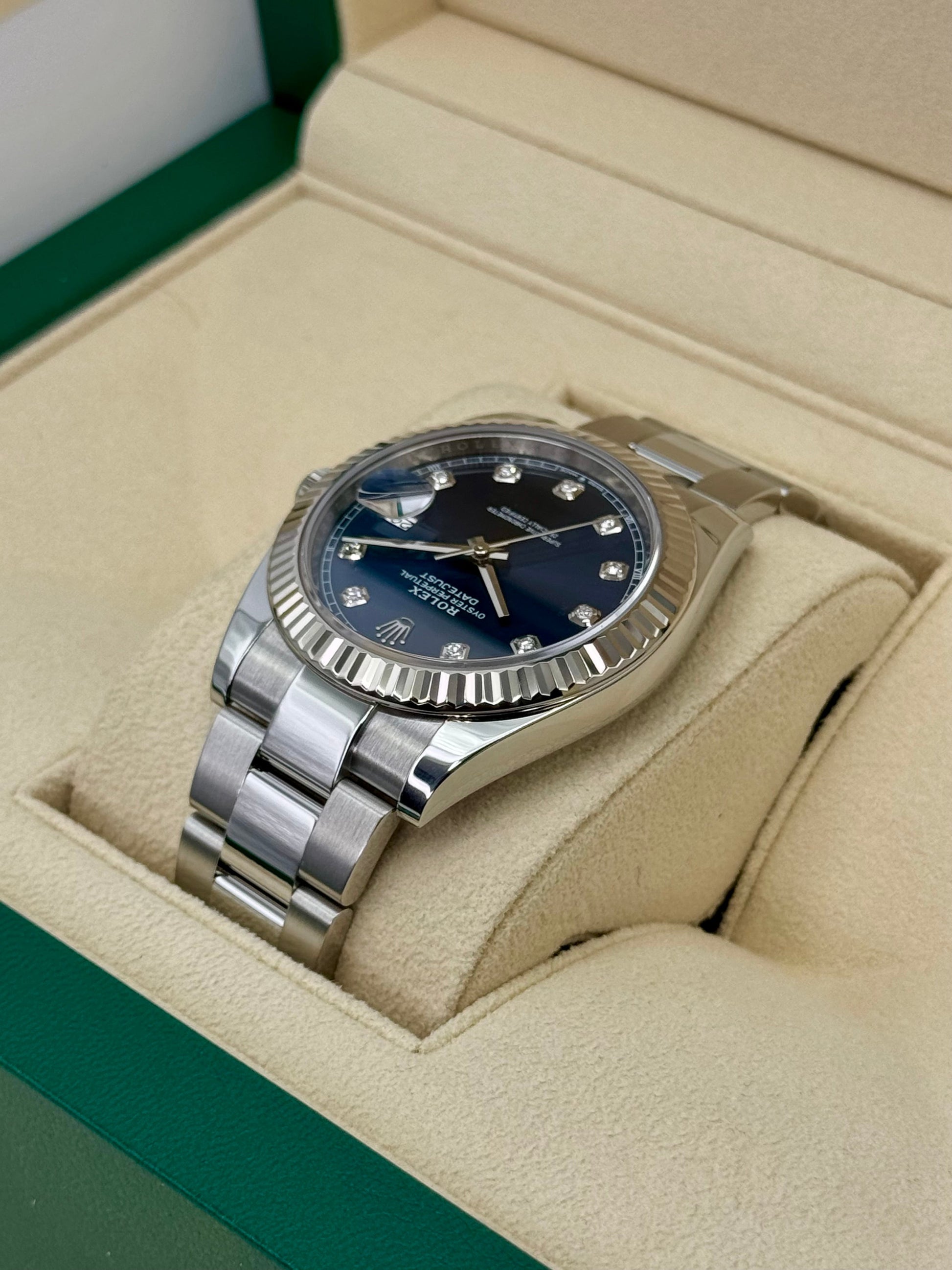 2024 Rolex Datejust 41mm 126334 Stainless Steel Oyster Blue Diamond Dial - MyWatchLLC