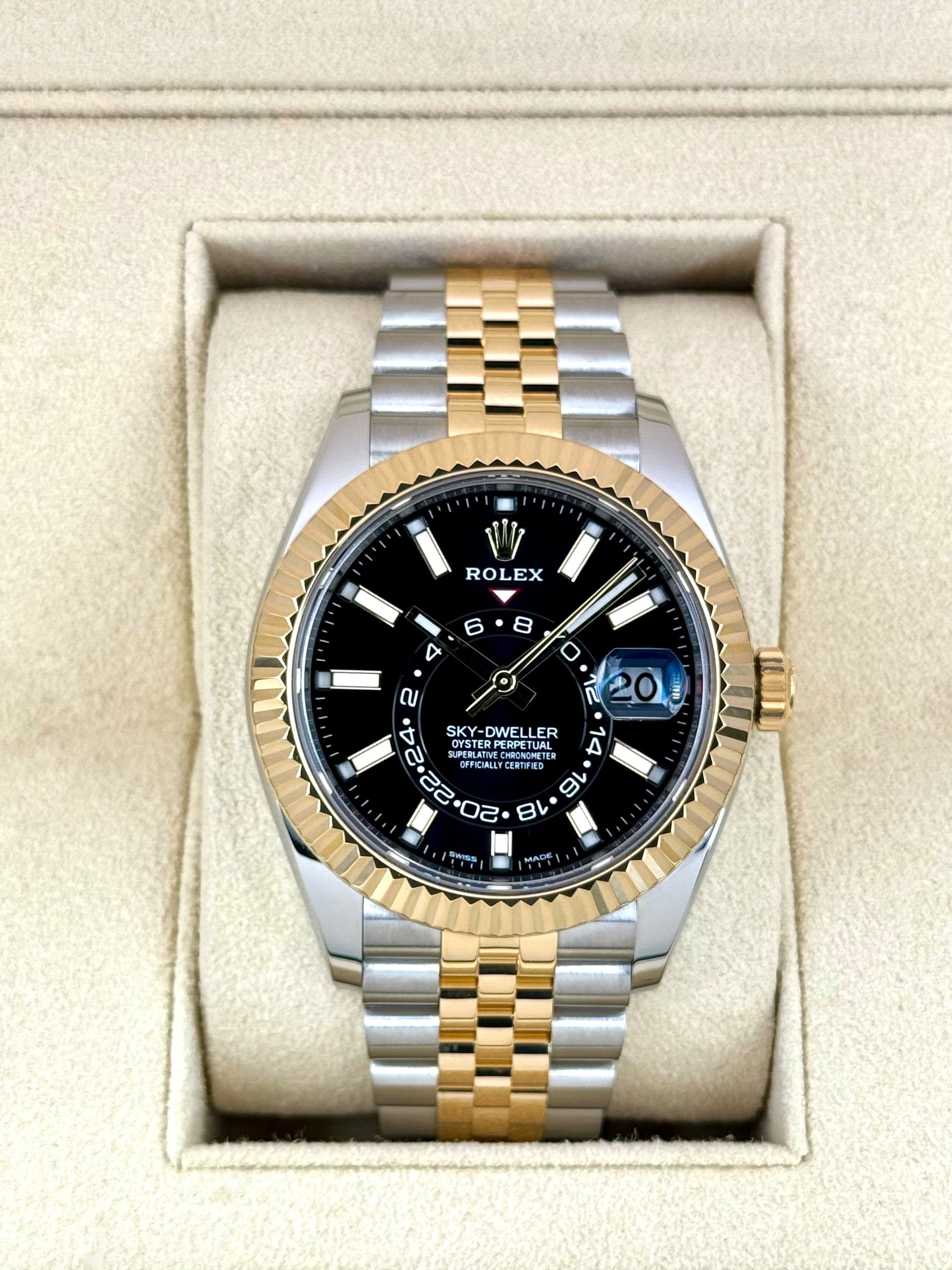 2022 Rolex Sky-Dweller 42mm 326933 Two-Tone Jubilee Black Dial - MyWatchLLC