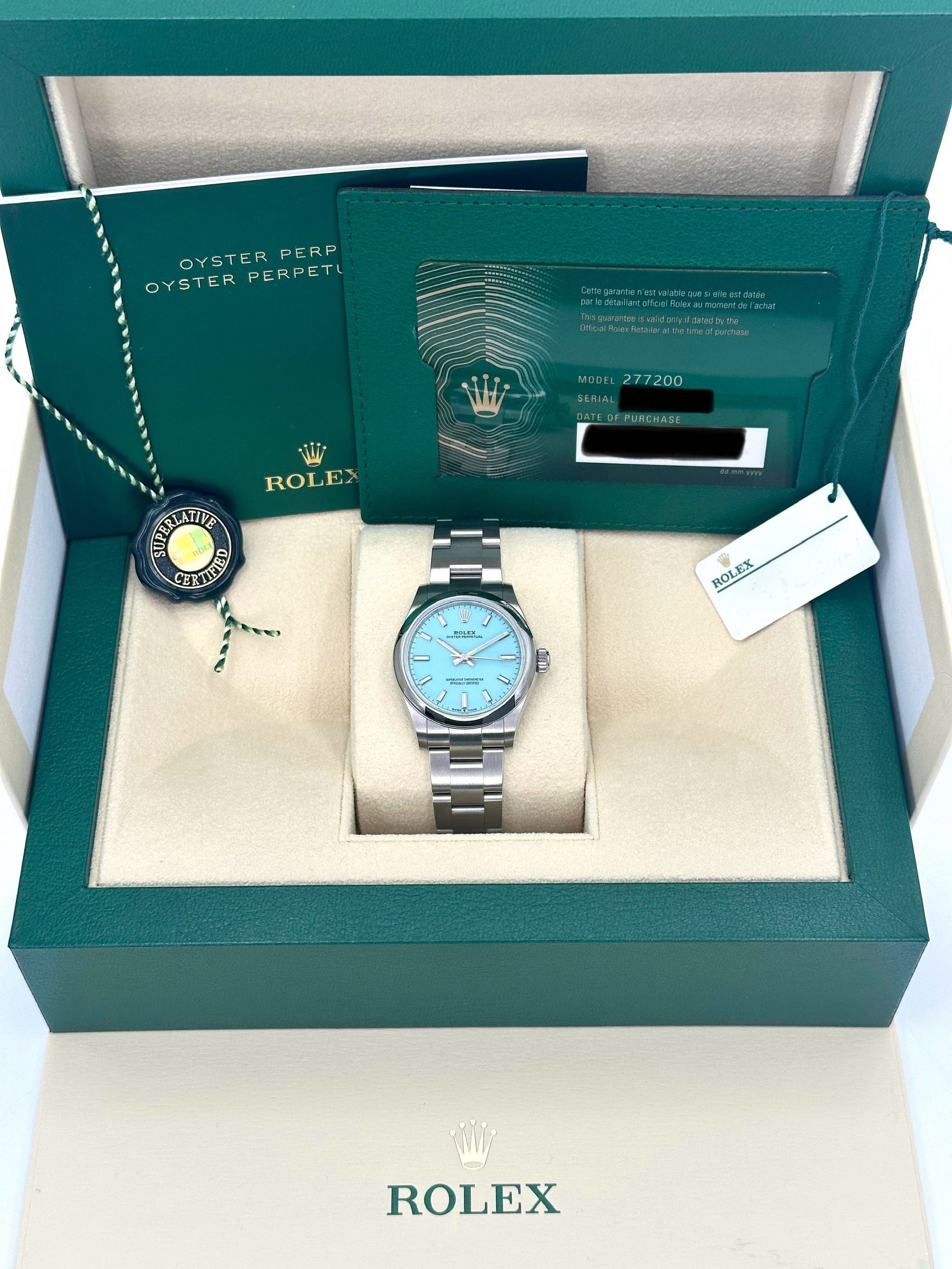 NEW 2024 Rolex Oyster Perpetual 31mm 277200 Tiffany Blue Dial - MyWatchLLC