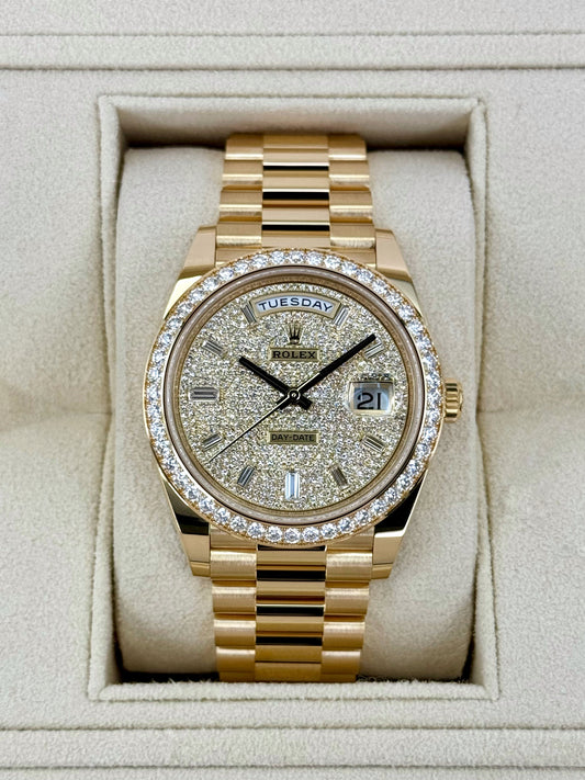 NEW 2024 Rolex Day-Date 40mm 228348RBR Diamond Paved Dial - MyWatchLLC