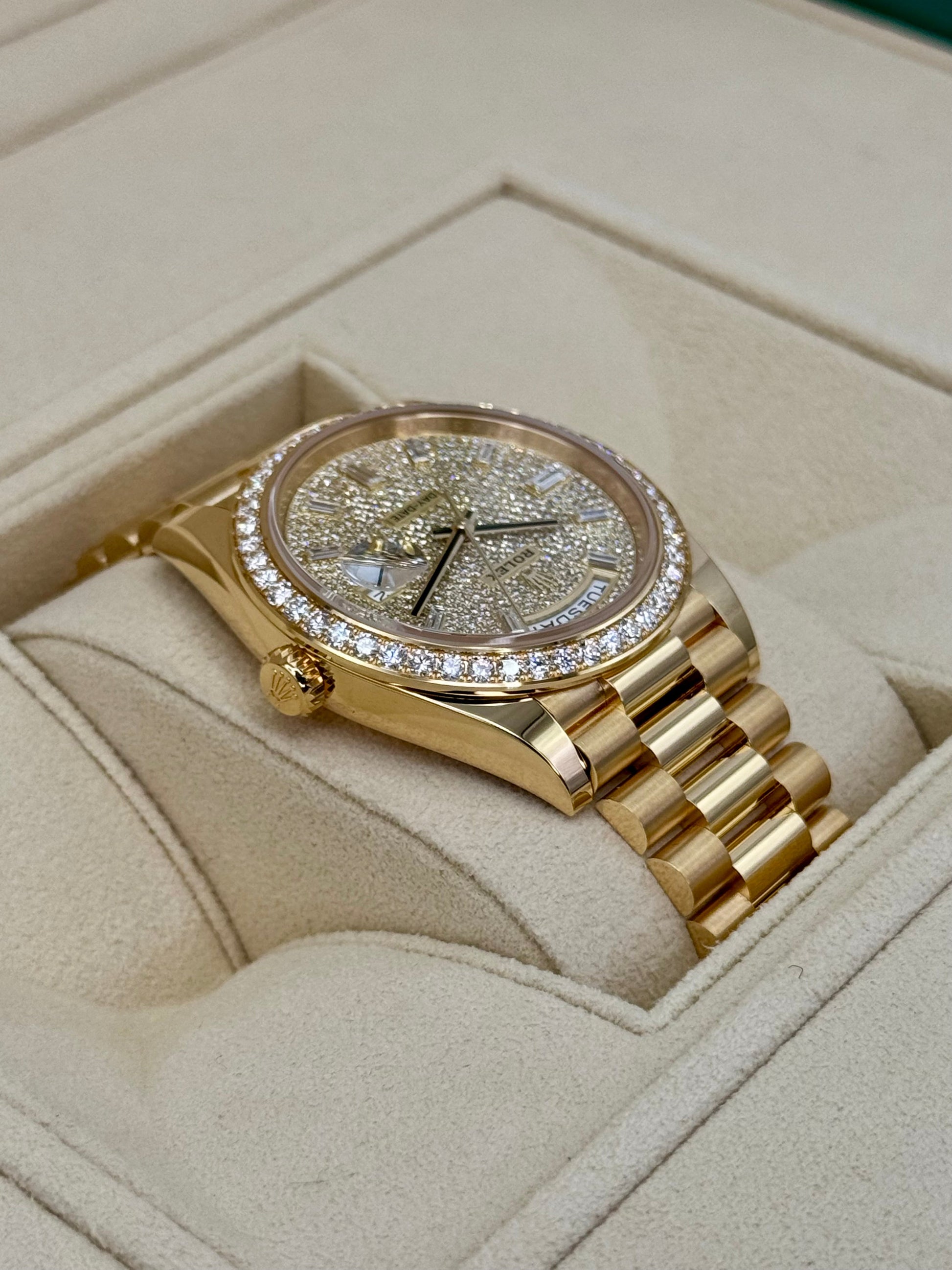 NEW 2024 Rolex Day-Date 40mm 228348RBR Diamond Paved Dial - MyWatchLLC