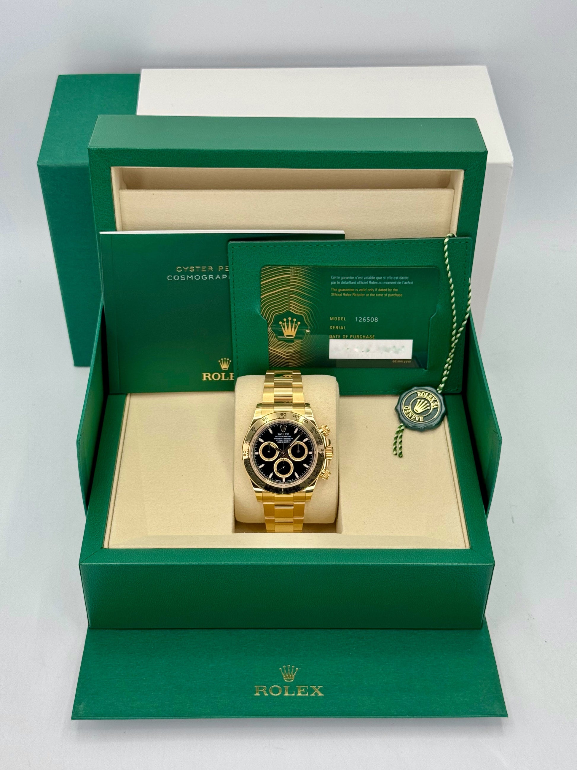 NEW 2025 Rolex Daytona 40mm 126508 18K Yellow Gold Black Dial - MyWatchLLC